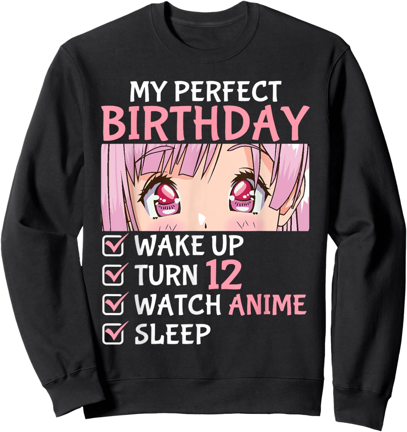 12th Birthday Watch Anime 12 Years Old Anime Teen Girls Sweatshirt - Sweatshirt | Black