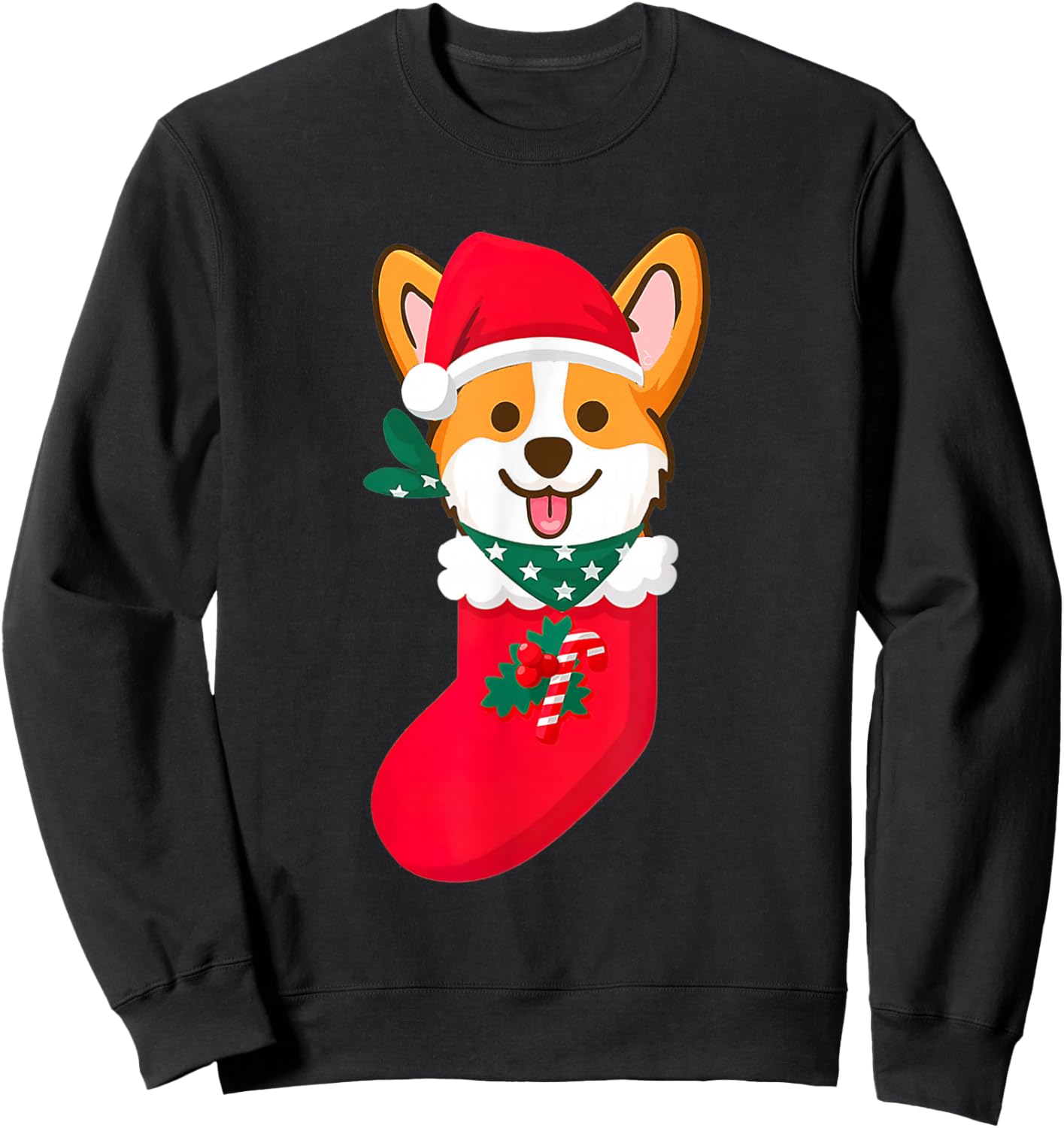 Cute Christmas Corgi Surprise Sift In The Sock Corgi Xmas Sweatshirt - Sweatshirt | Black