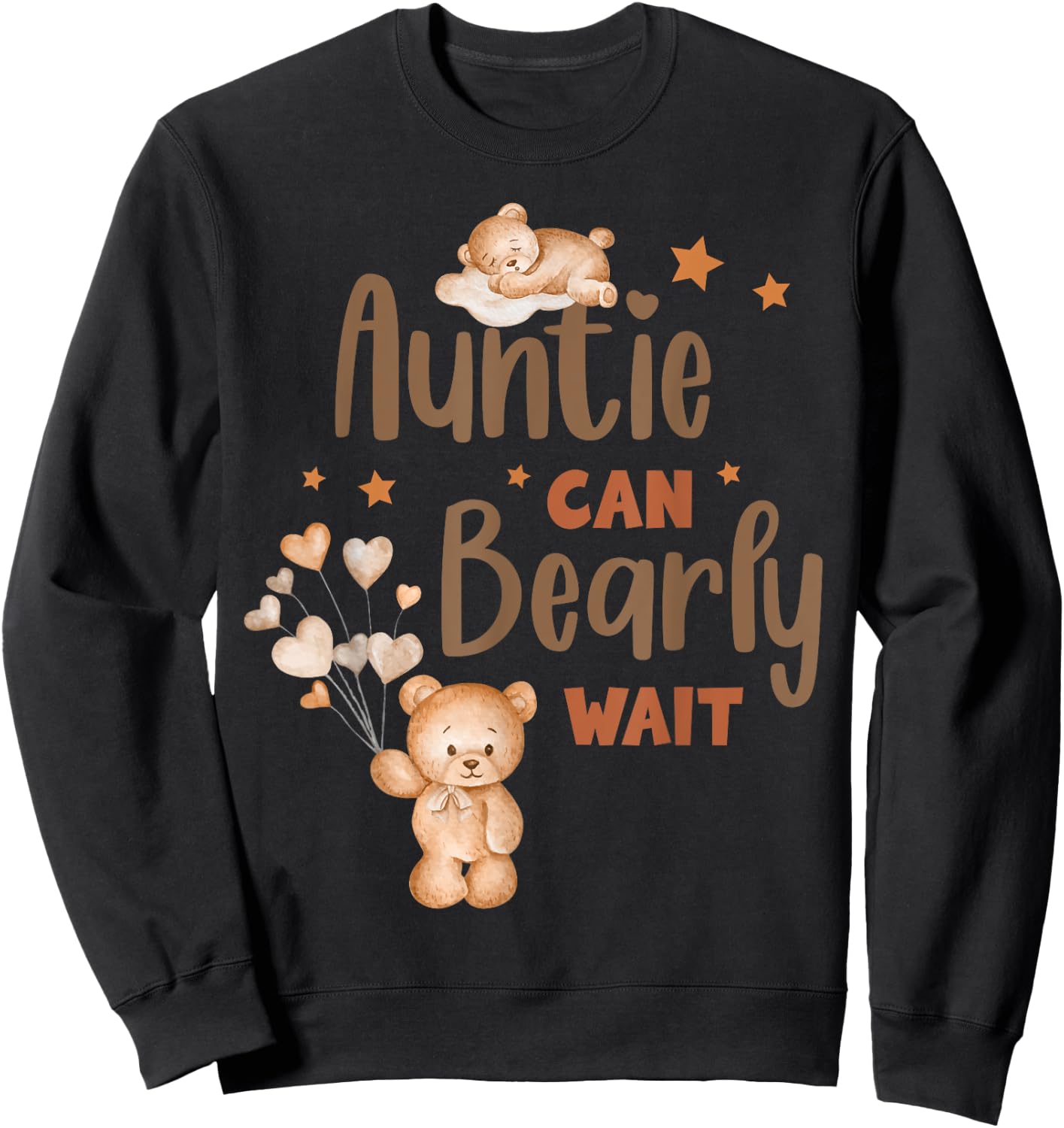 Auntie Can Bearly Wait Funny Gender Reveal 2025 Pregnant Sweatshirt - Sweatshirt | Black