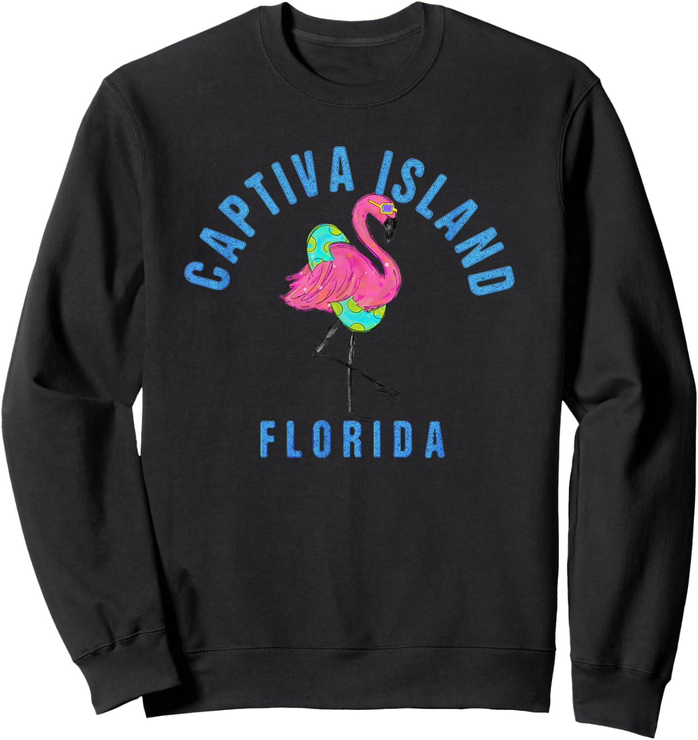 Captiva Island Beach Design / Flamingo Illustration Sweatshirt - Sweatshirt | Black
