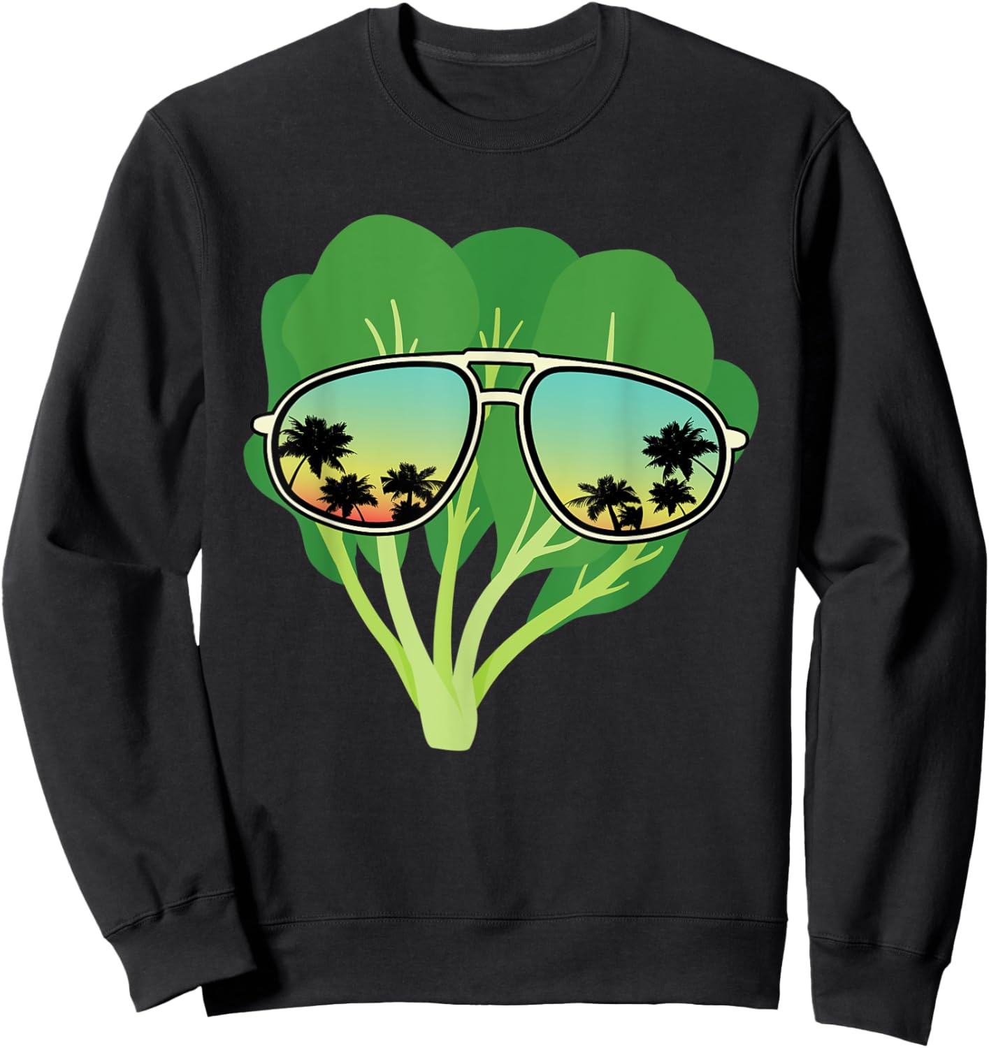 Funny Spinach With Sunglasses Outfit Love Healthy Food Sweatshirt - Sweatshirt | Black