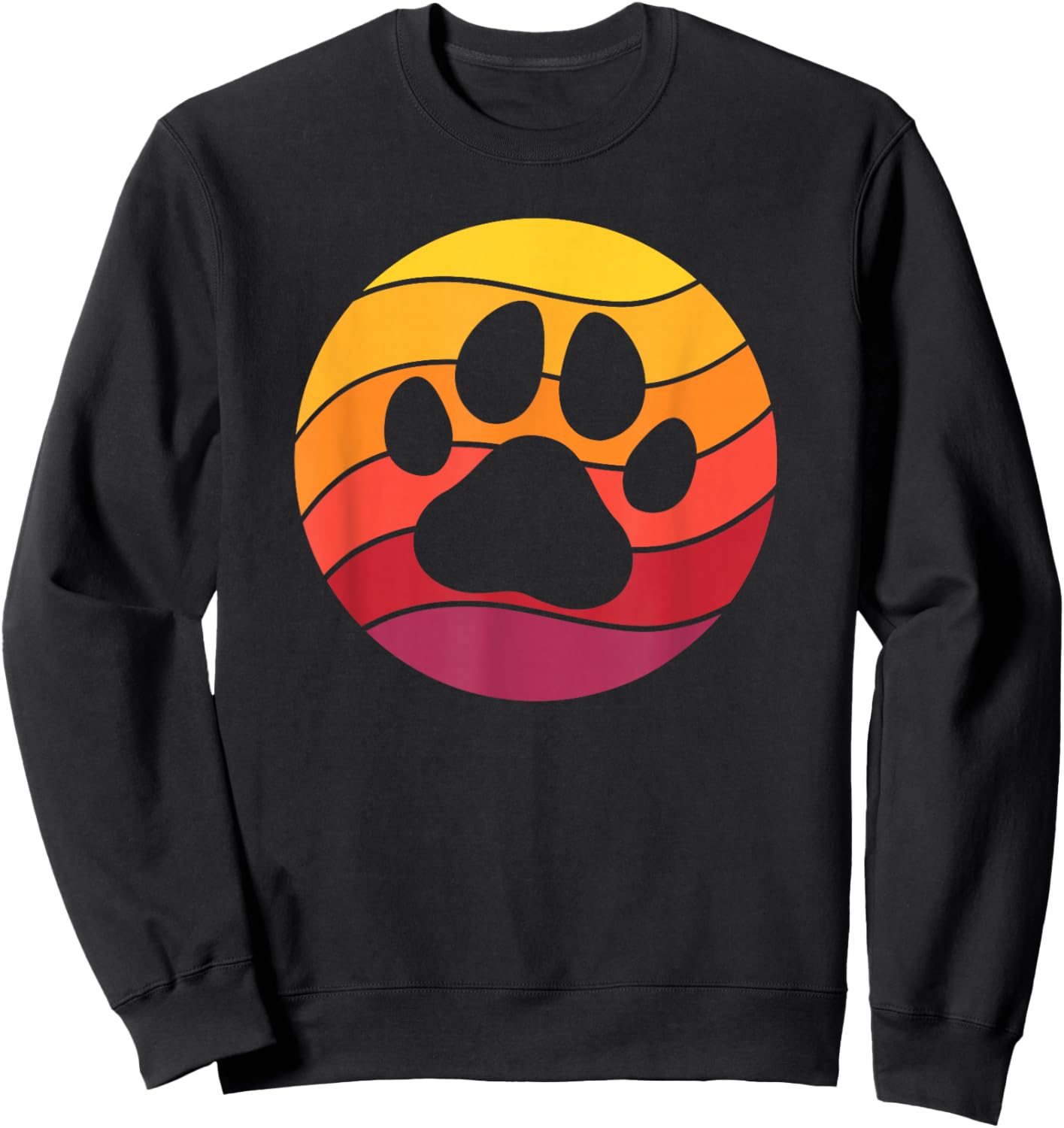 Dog Paw Retro Style Vintage Sweatshirt - Sweatshirt | Black