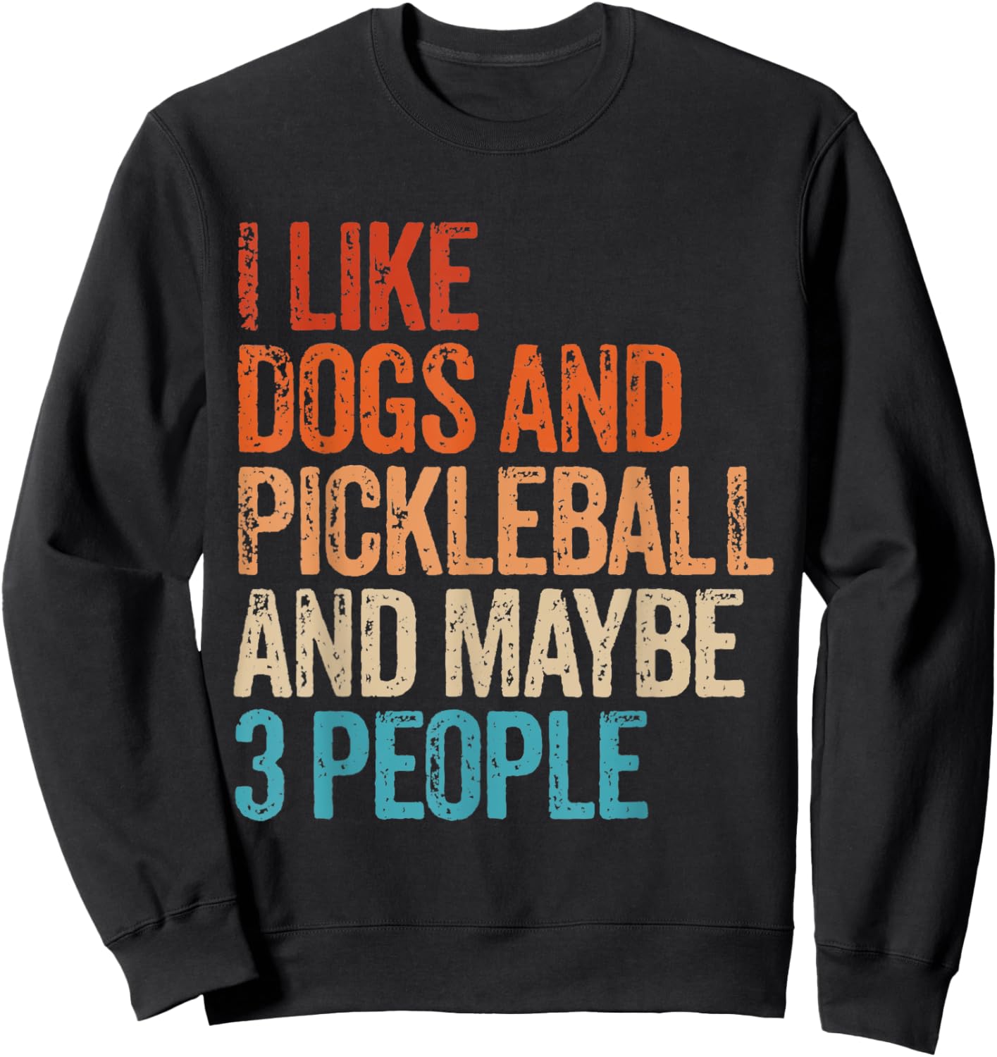 I Like Dogs Pickleball And Maybe 3 People Funny Vintage Sweatshirt - Sweatshirt | Black