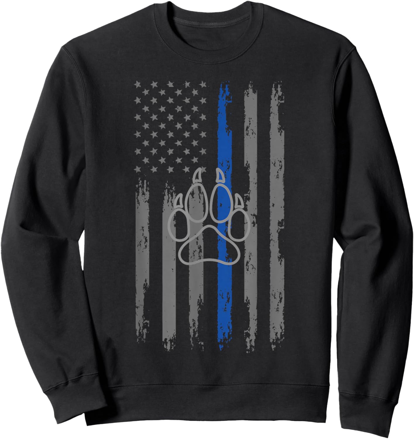 Police Flag with Dog Paw Print K9 Sweatshirt - Sweatshirt | Black