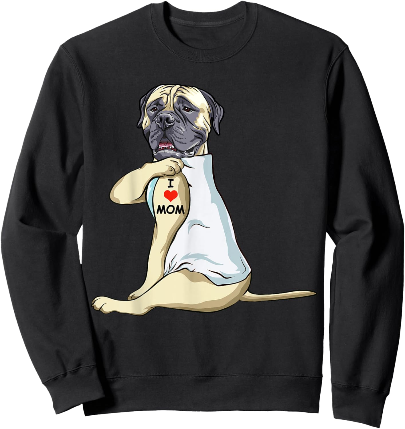 I Love Mom Tattoo English Mastiff Mom Dog Lover Women Sweatshirt - Sweatshirt | Black