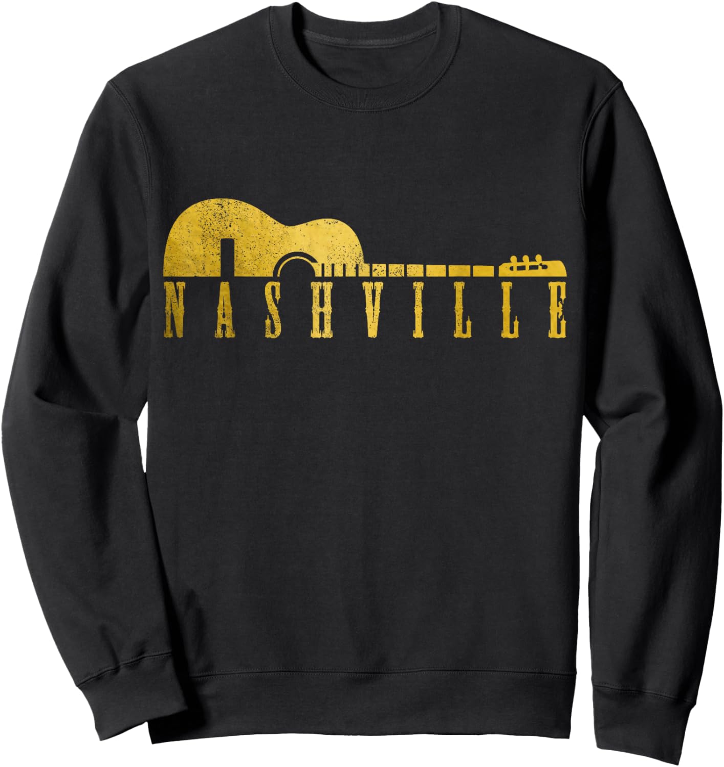 Nashville Tennessee Country Music City Guitar Vintage Nash Sweatshirt - Sweatshirt | Black