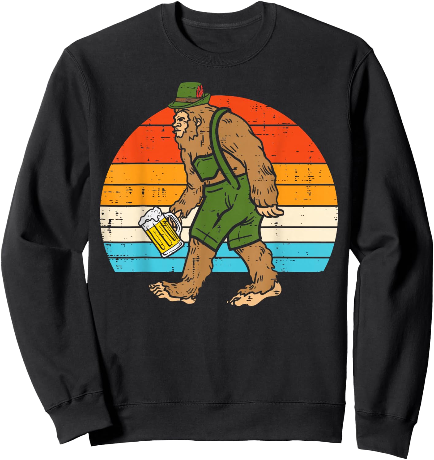 Bavarian Bigfoot Lederhosen Retro Sasquatch Oktoberfest Men Sweatshirt - Sweatshirt | Black