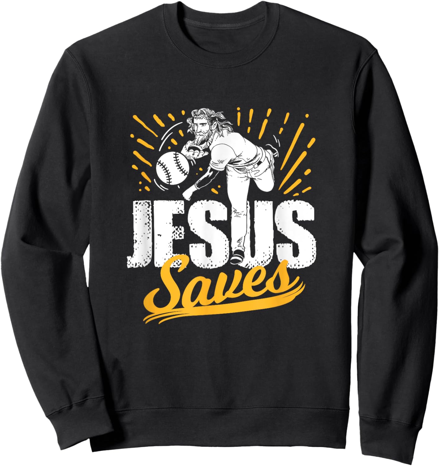 Jesus Saves Baseball Artwork Sweatshirt - Sweatshirt | Black