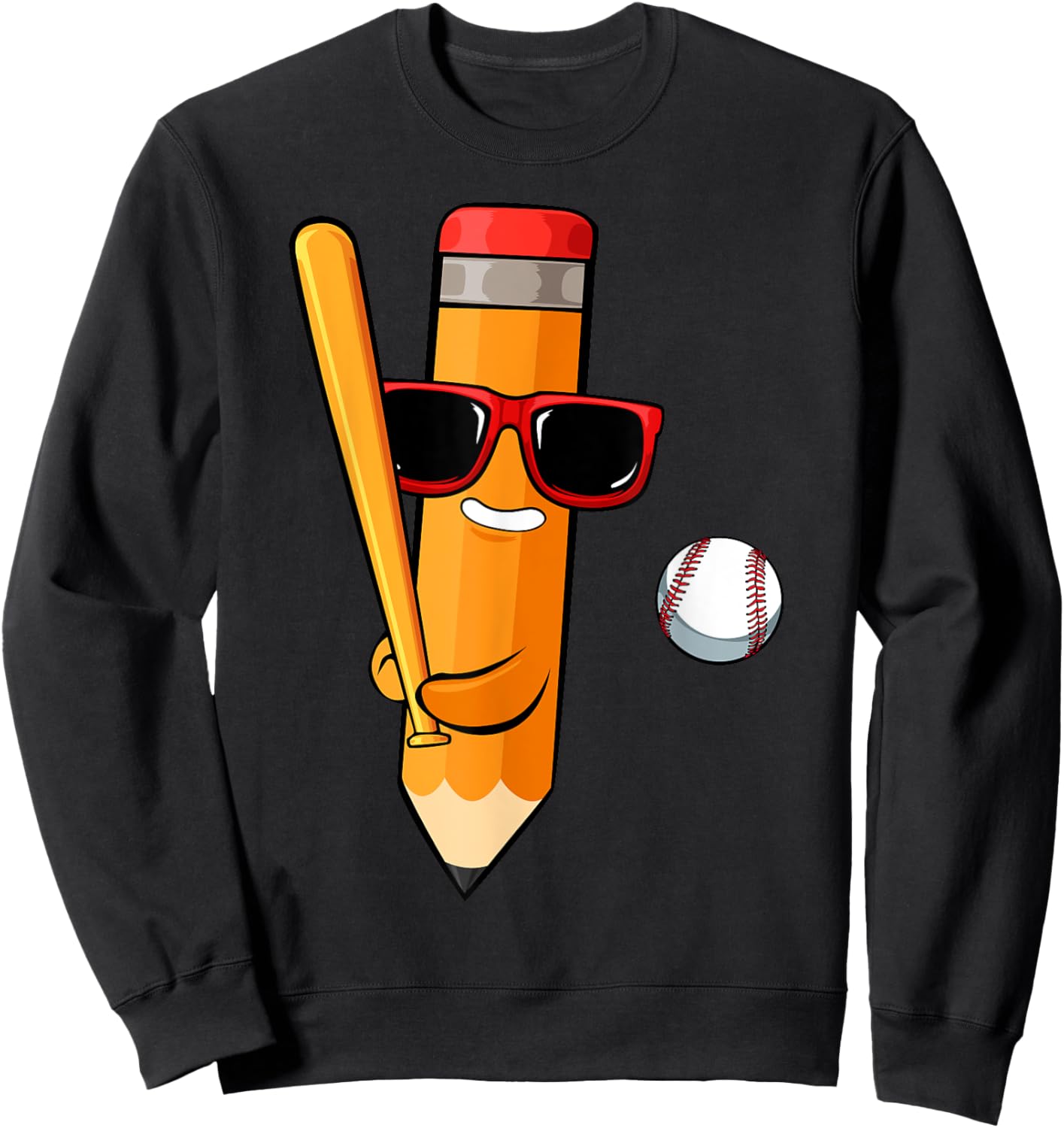 Baseball Player Pencil Back To School Cute Sport Students Sweatshirt - Sweatshirt | Black