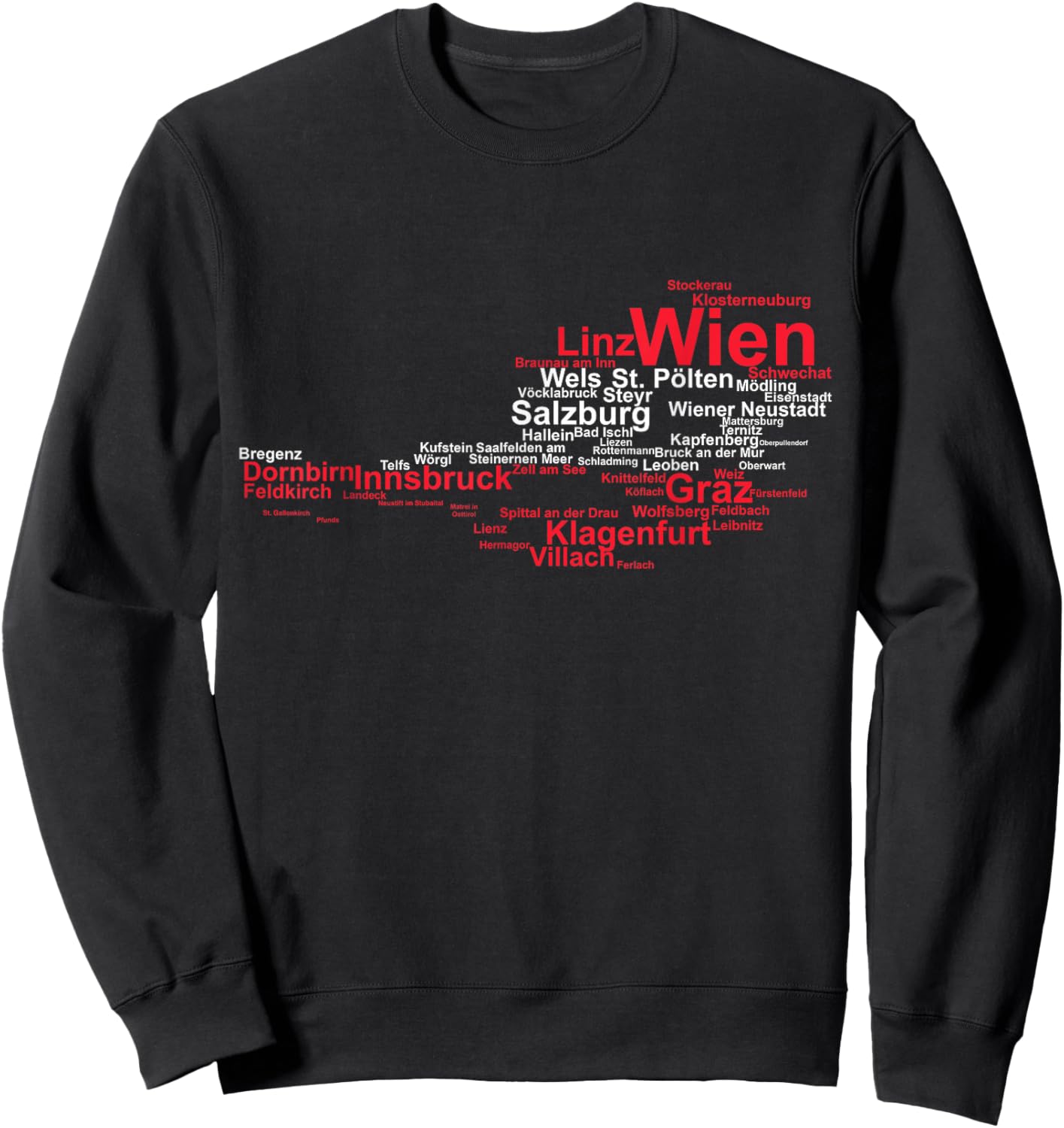 Austria Map Flag Silhouette Cities Holiday Travel Vienna Sweatshirt - Sweatshirt | Black