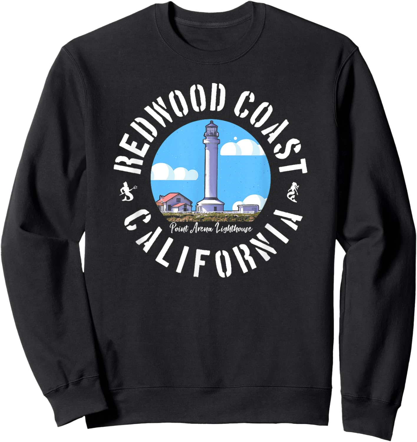 Redwood Coast California Point Arena Lighthouse History Sweatshirt - Sweatshirt | Black