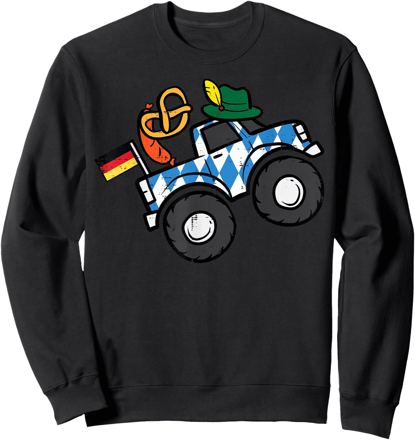 Oktoberfest Monster Truck German Boys Kids Toddler Youth Men Sweatshirt - Sweatshirt | Black