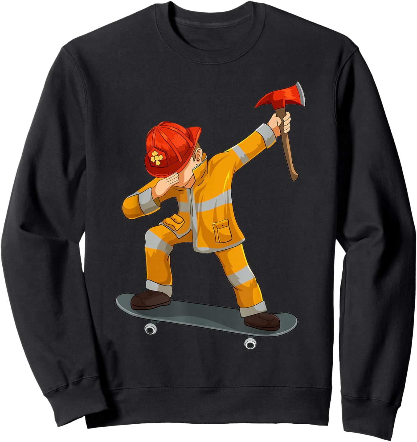 Skateboarding Dabbing Firefighter Skater Skateboard Sweatshirt - Sweatshirt | Black
