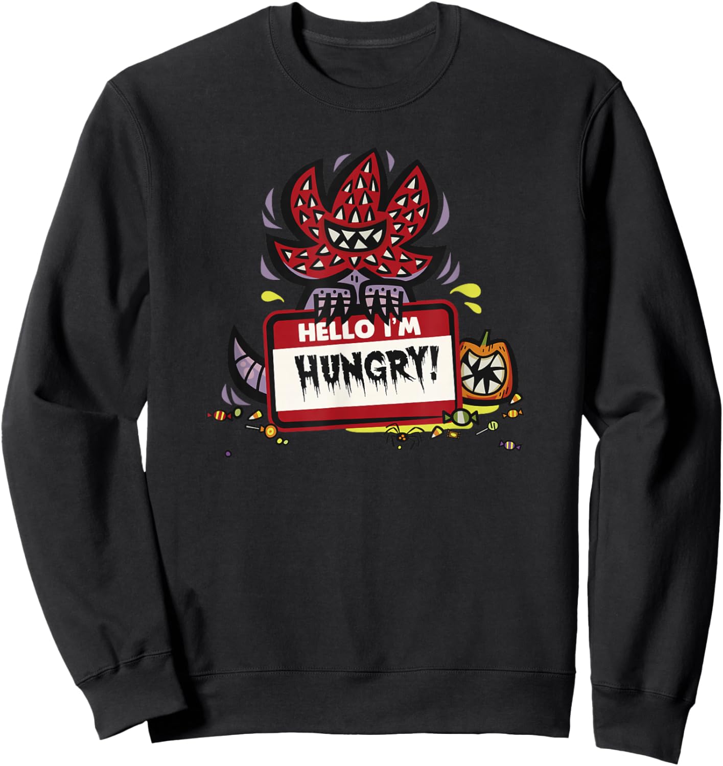 Stranger Things Halloween Demogorgon Hello I'm Hungry Sweatshirt - Sweatshirt | Black