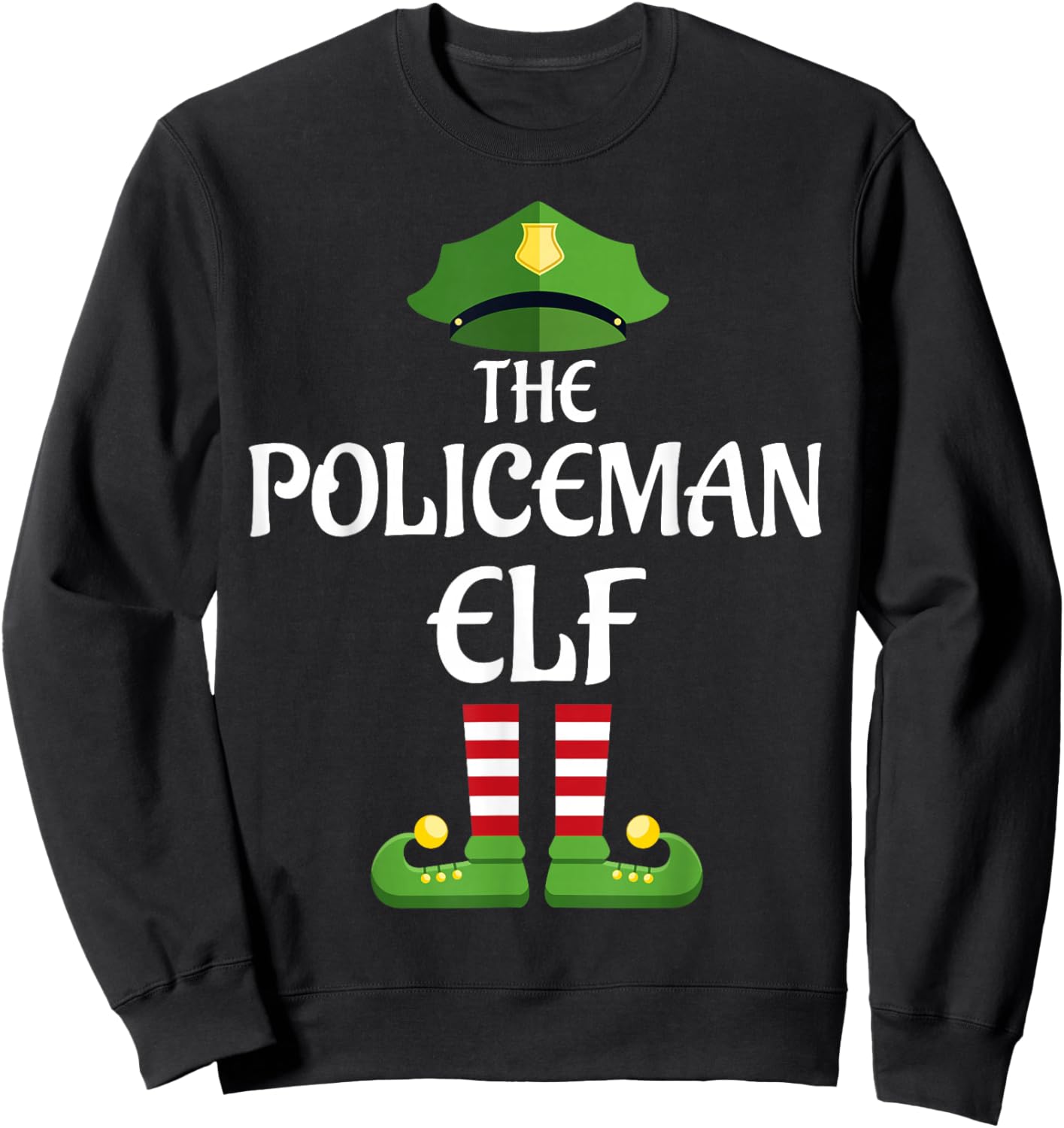 Policeman Elf Family Matching Group Christmas Police Sweatshirt - Sweatshirt | Black