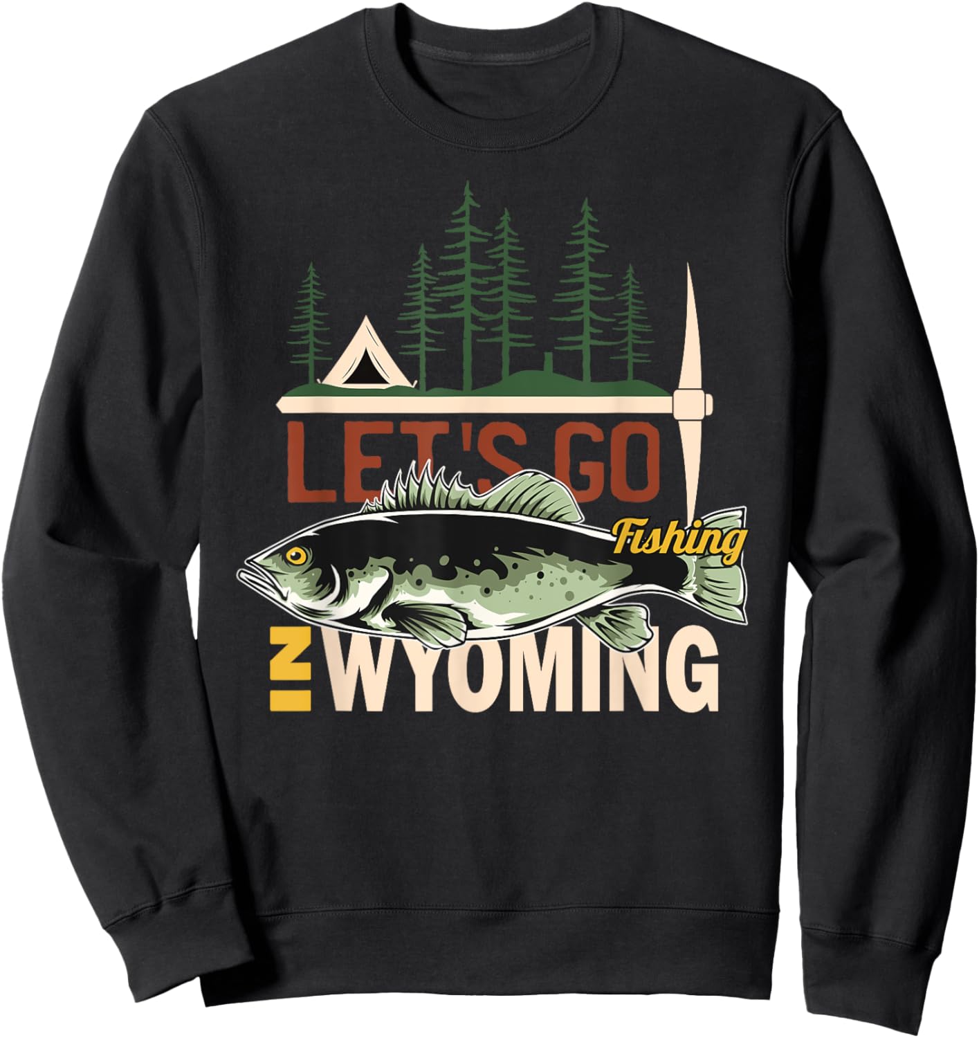 Camping Fishing in Wyoming - Nature Wyoming Fishing Sweatshirt - Sweatshirt | Black