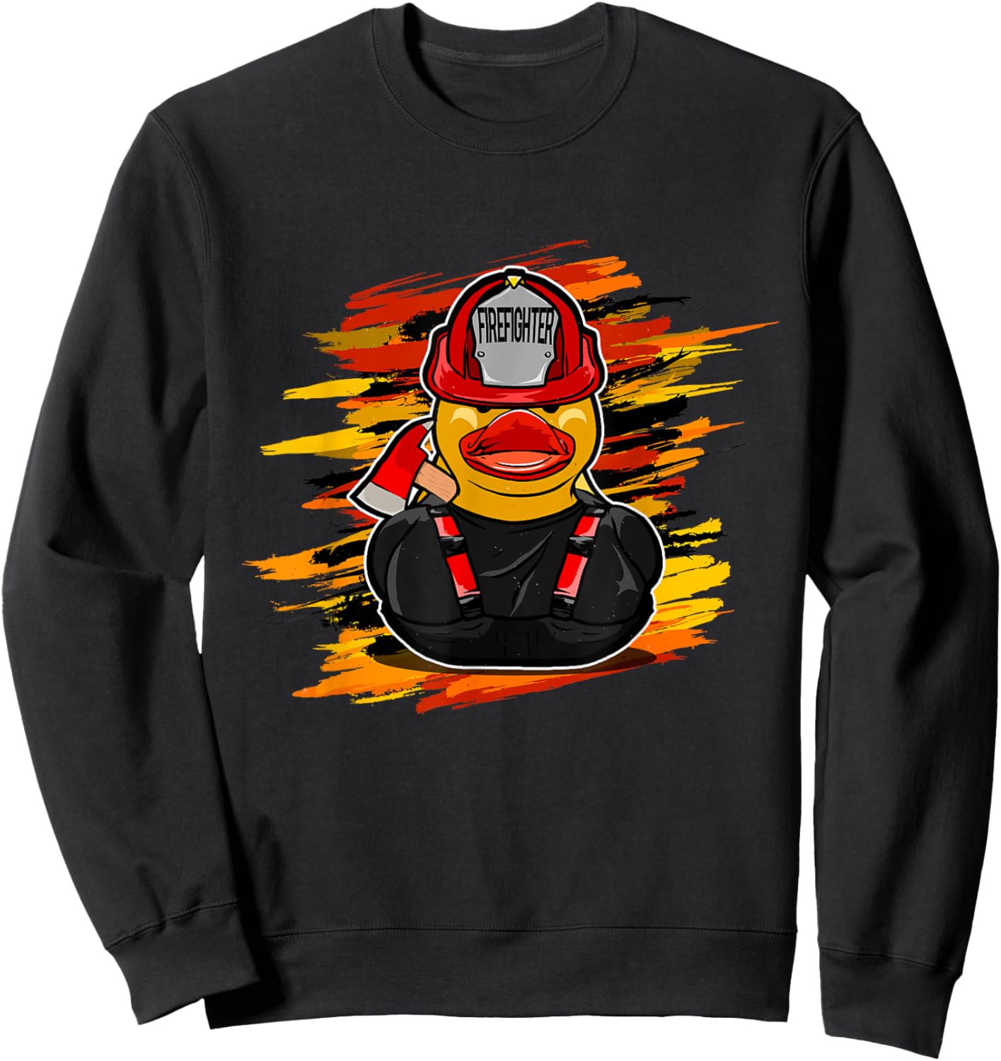 Fire Brigade Duck -Kids Black Firefighter Duck Sweatshirt - Sweatshirt | Black