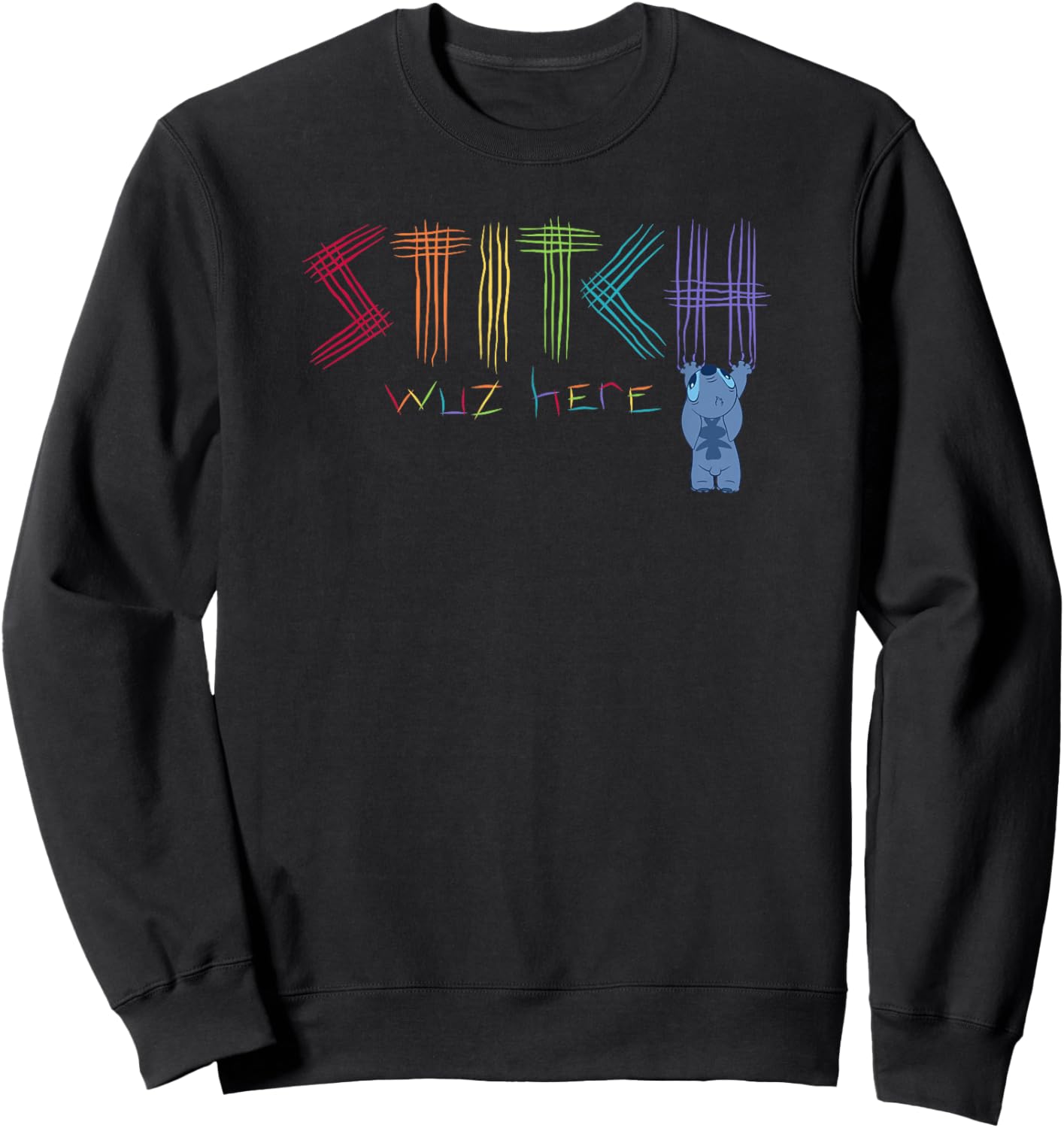 Disney Lilo & Stitch Rainbow Stitch Was Here Scratch Sweatshirt - Sweatshirt | Black