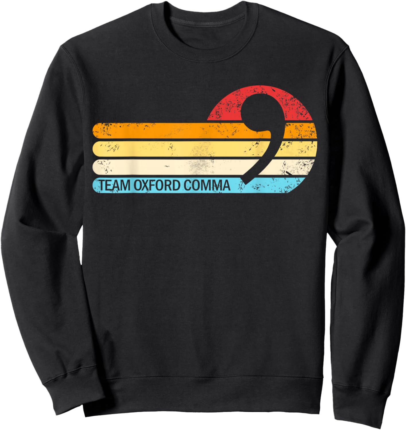 Team Oxford Comma Retro Sunset Team Oxford Comma Sweatshirt - Sweatshirt | Black