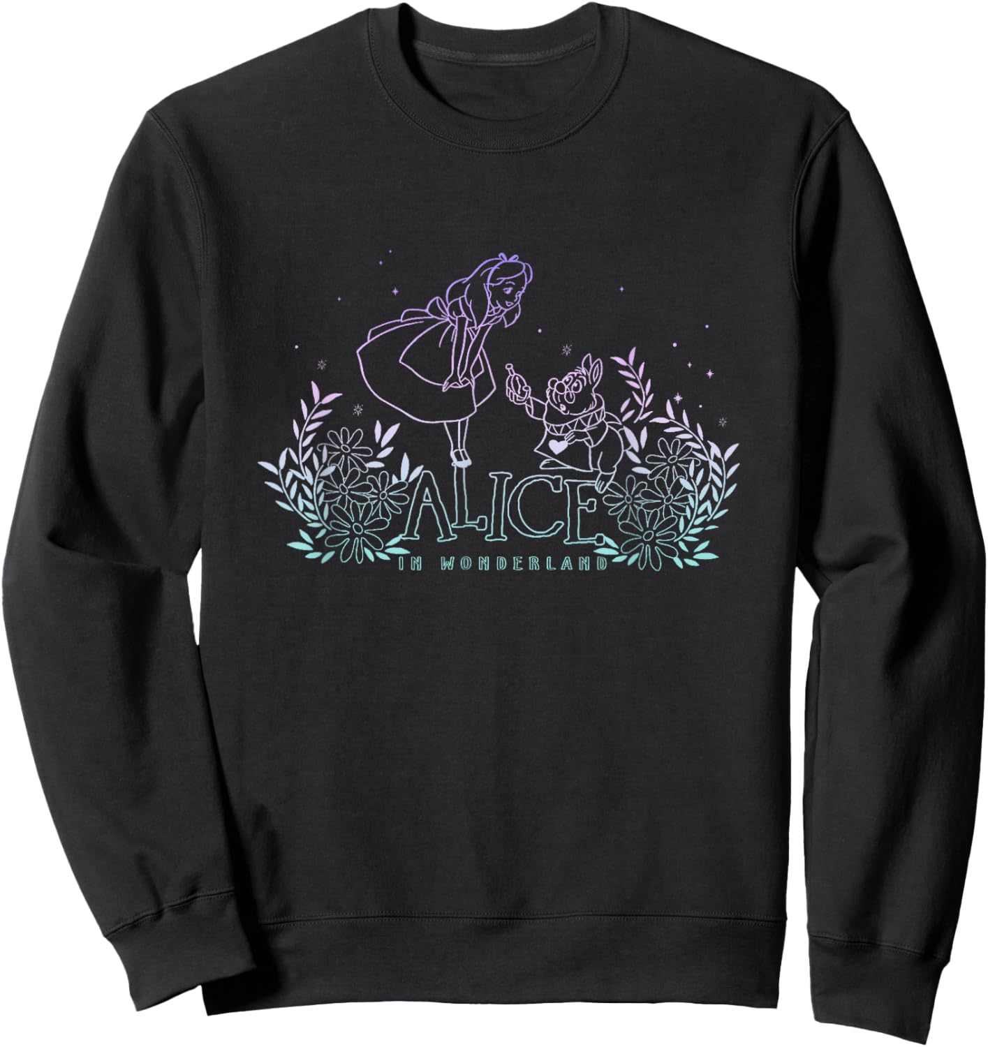 Disney Alice In Wonderland Alice Meets White Rabbit Dark Sweatshirt - Sweatshirt | Black