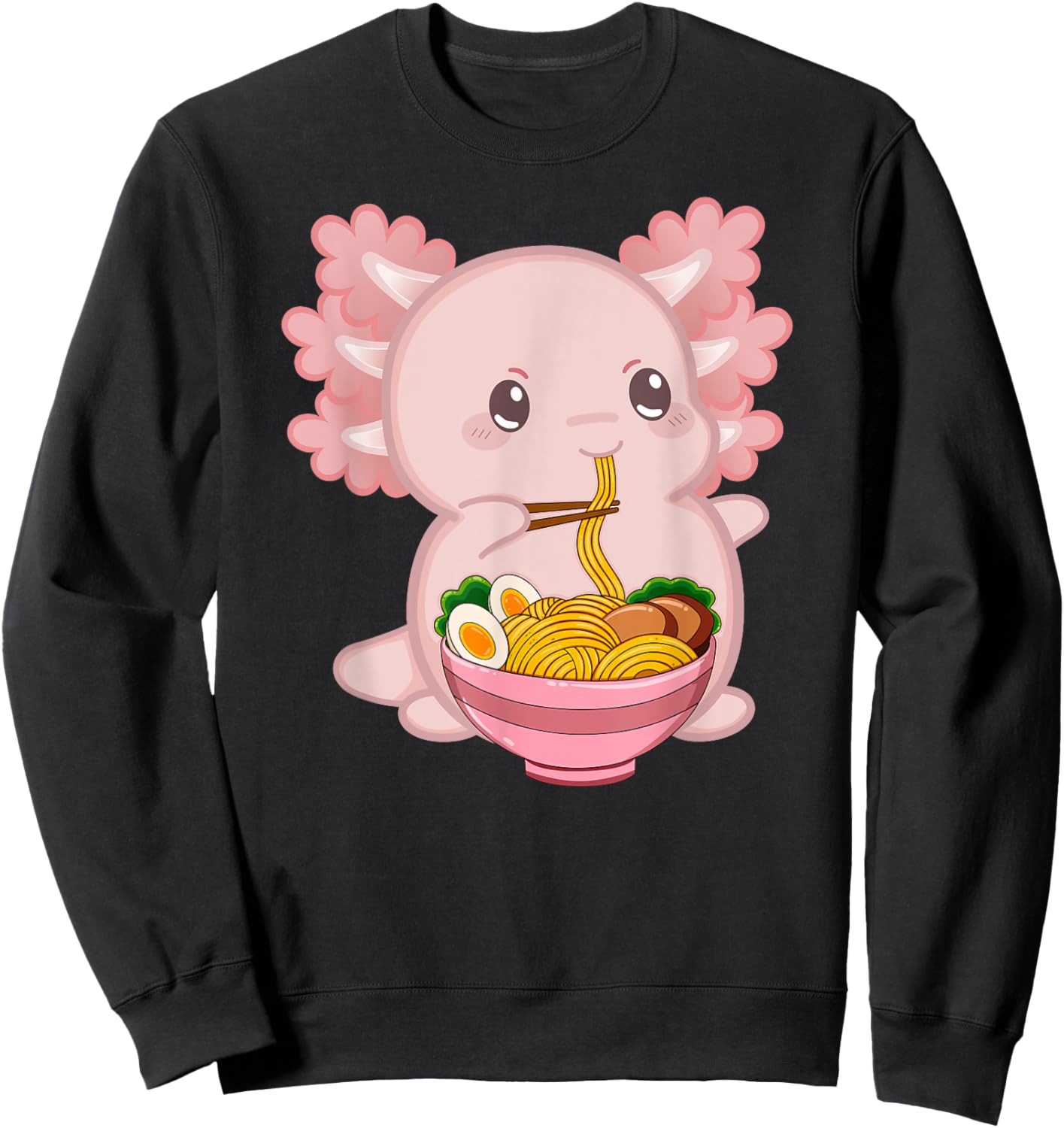 Cute Anime Merch & Kawaii Stuff For Girls Or Kids Kawaii Axolotl Ramen Noodles Teen Girls Kids Japanese Anime Sweatshirt - Sweatshirt | Black