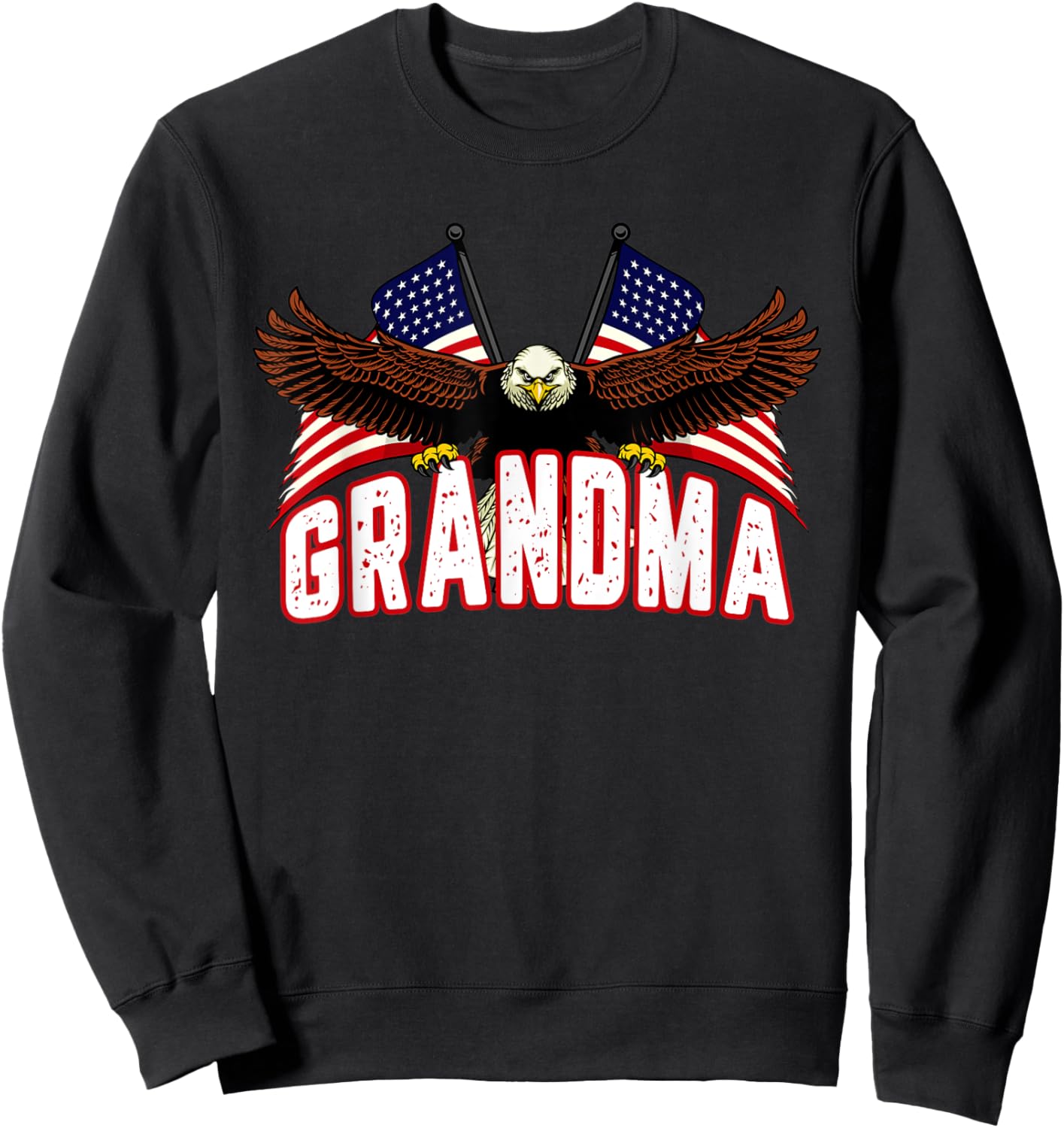 Retro Grandma American Flag Bald Eagle Patriotic 4th of July Men Sweatshirt - Sweatshirt | Black