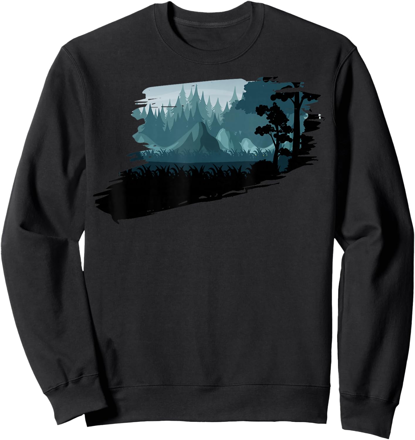 Beautiful Mountain, Nature Trees and Forest Sweatshirt - Sweatshirt | Black