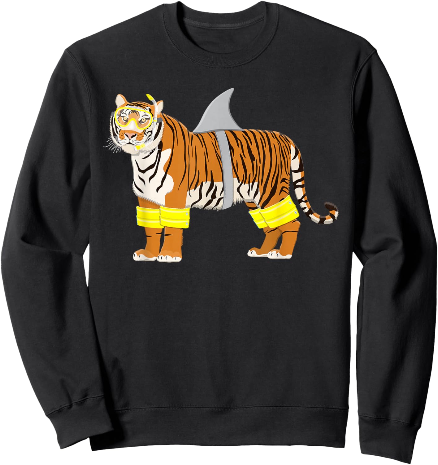 Tiger Shark Tiger Dresses Like Shark Funny Animal Pun Sweatshirt - Sweatshirt | Black