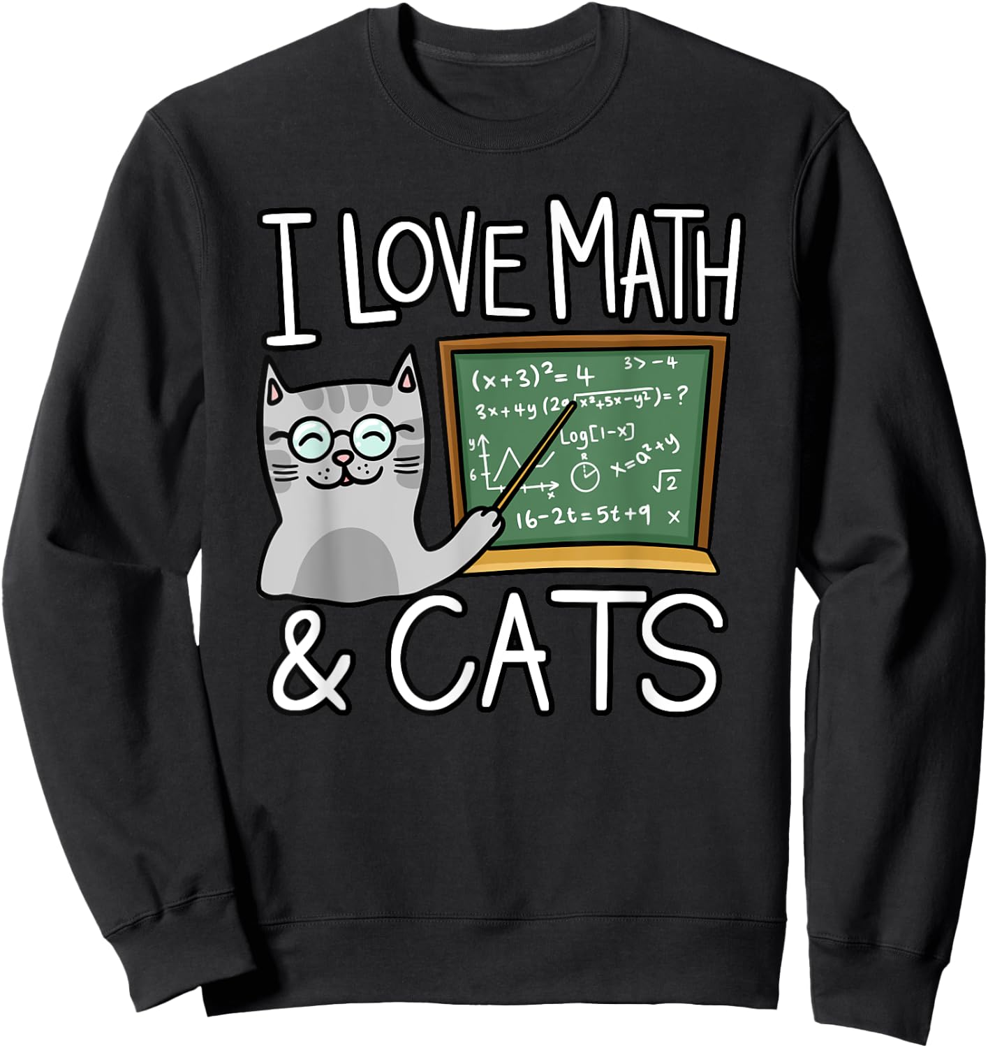 Funny Cat Lover, Math And Cat, Funny Math Lover Women Kids Sweatshirt - Sweatshirt | Black