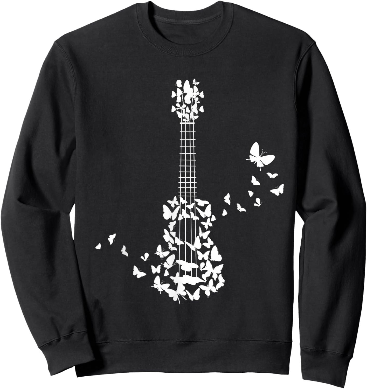 Ukulele With Butterflies Sweatshirt - Sweatshirt | Black