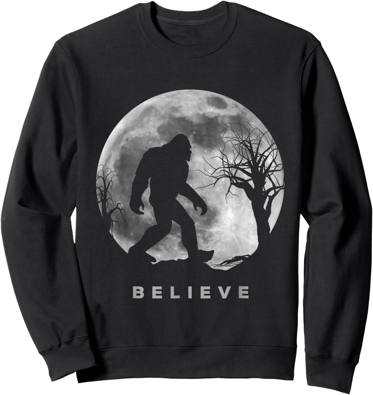 Bigfoot Night Full Moon Shirt I Believe Sasquatch Men Kids Sweatshirt - Sweatshirt | Black