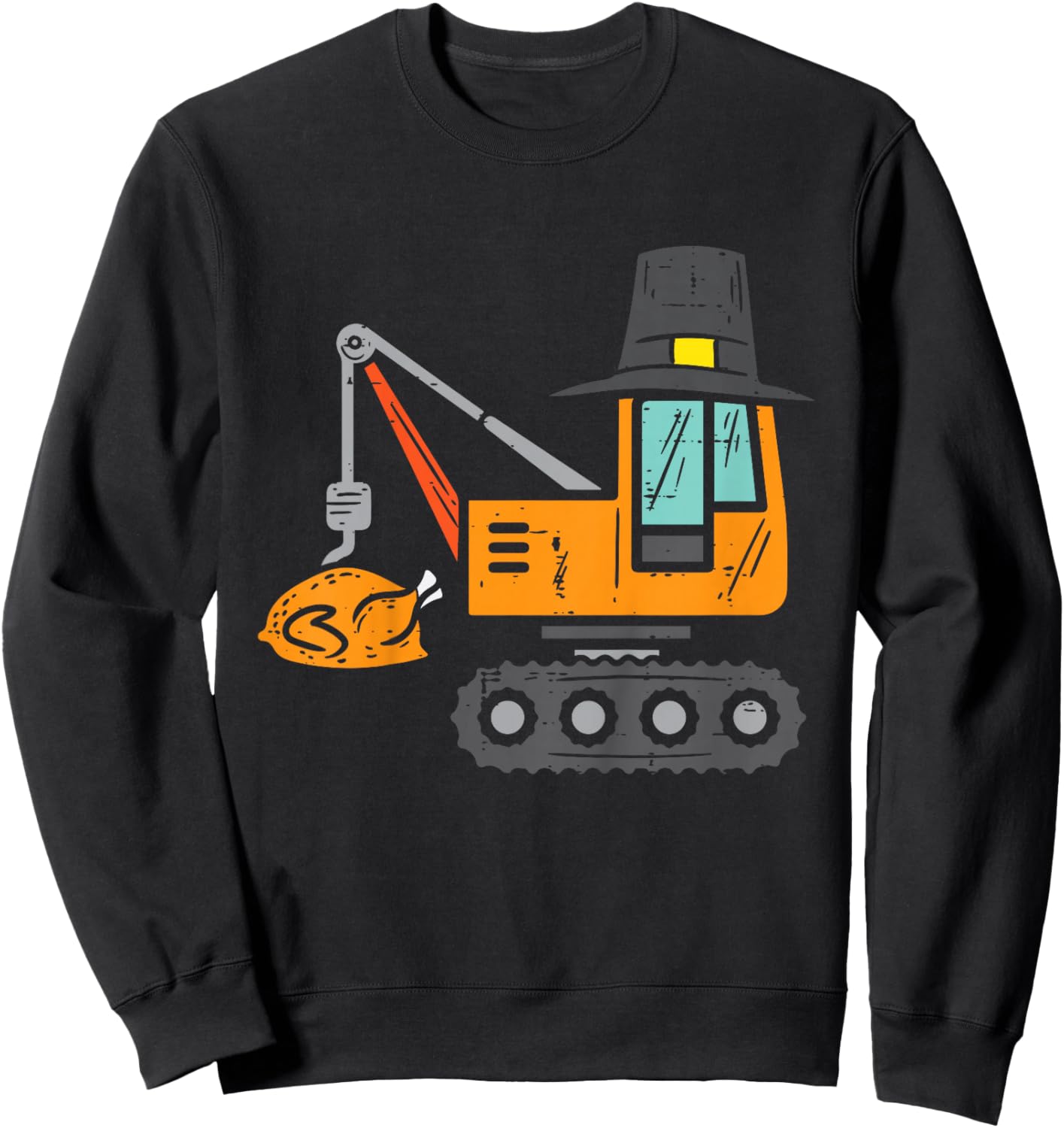 Pilgrim Crane Turkey Thanksgiving Truck Toddler Boys Kids Sweatshirt - Sweatshirt | Black