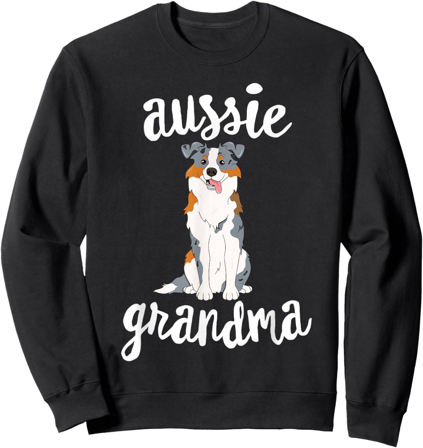 Blue Merle Australian Shepherd Grandma Aussie Dog Grand Maw Women Girls Kids Sweatshirt - Sweatshirt | Black