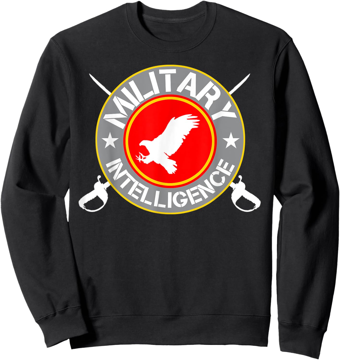 Military Intelligence Logo Top Eagle Crossing Swords Sweatshirt - Sweatshirt | Black