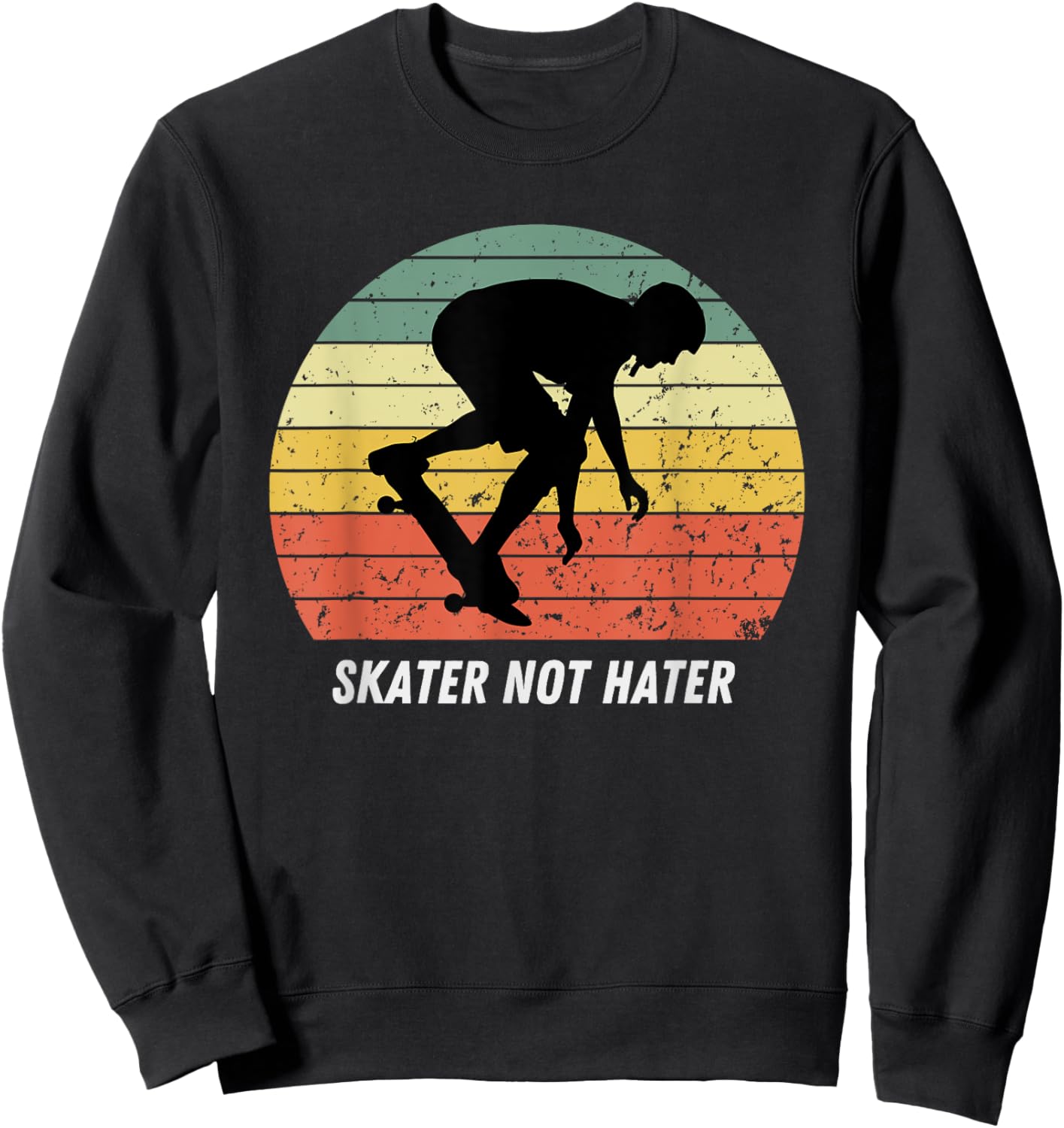 Skate Not Hate Pro Skateboarders Sunset Longboard Skateboard Sweatshirt - Sweatshirt | Black