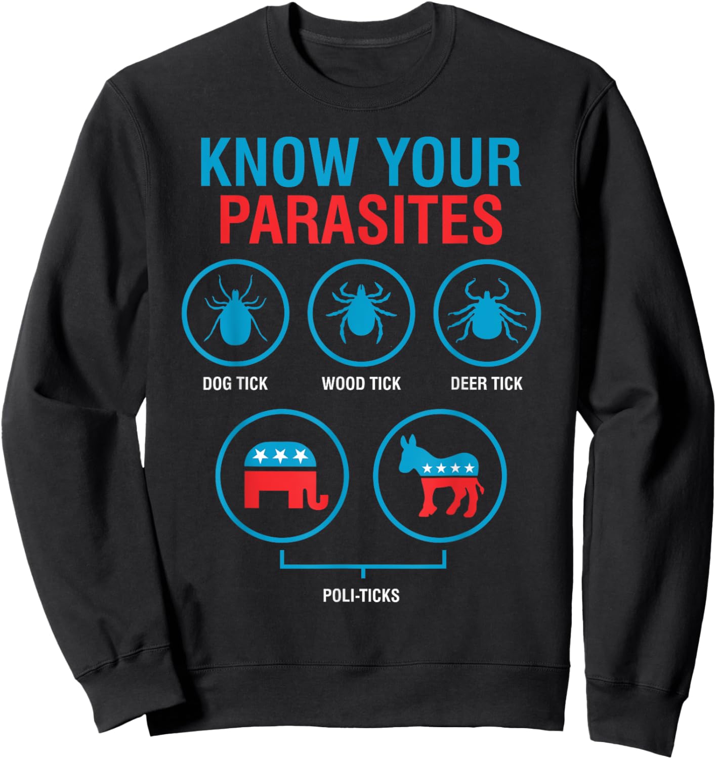 Know Your Parasites Patriotic American Funny Sweatshirt - Sweatshirt | Black