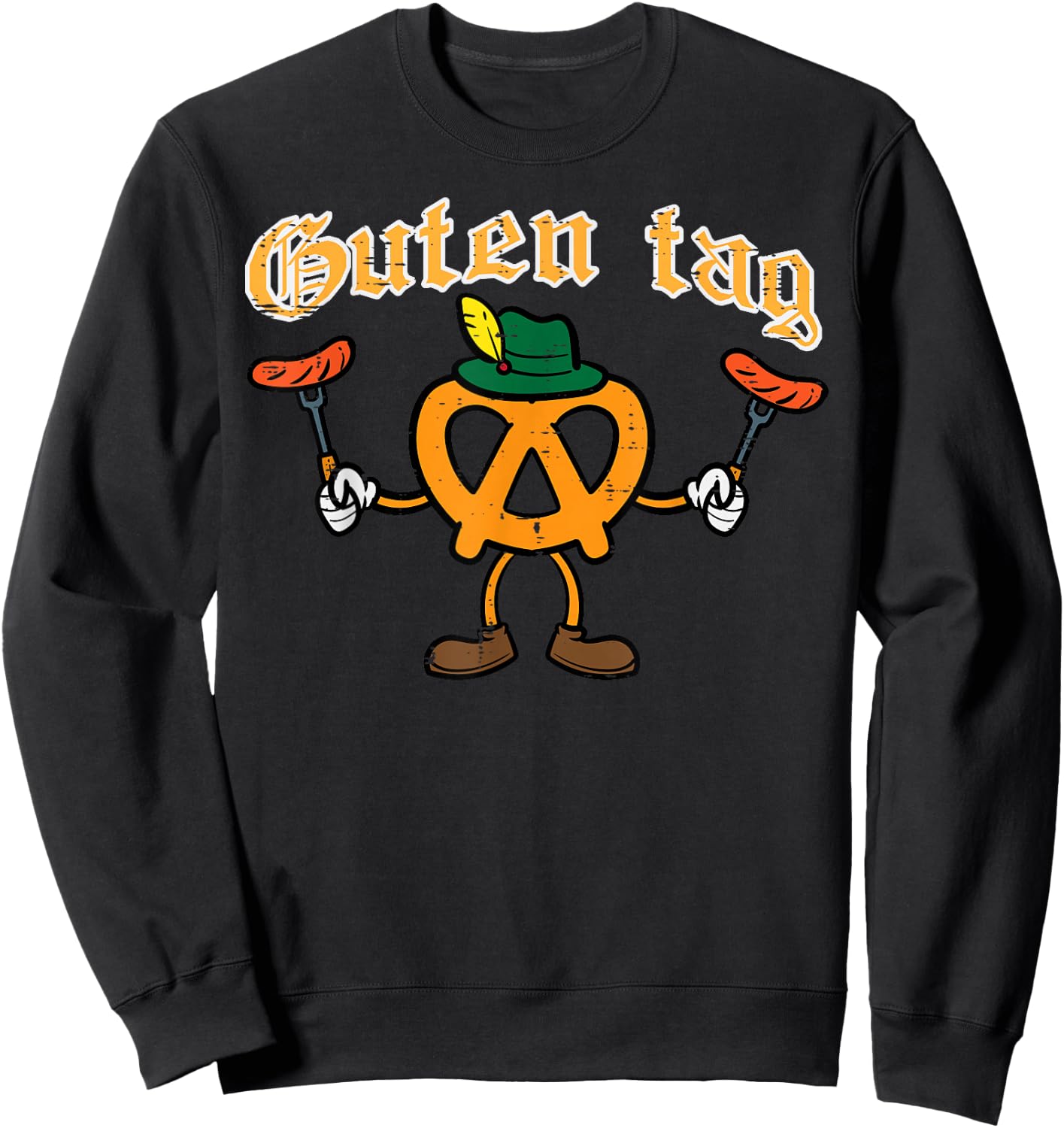 Oktoberfest Guten Tag Pretzel Sausages German Kids Men Women Sweatshirt - Sweatshirt | Black