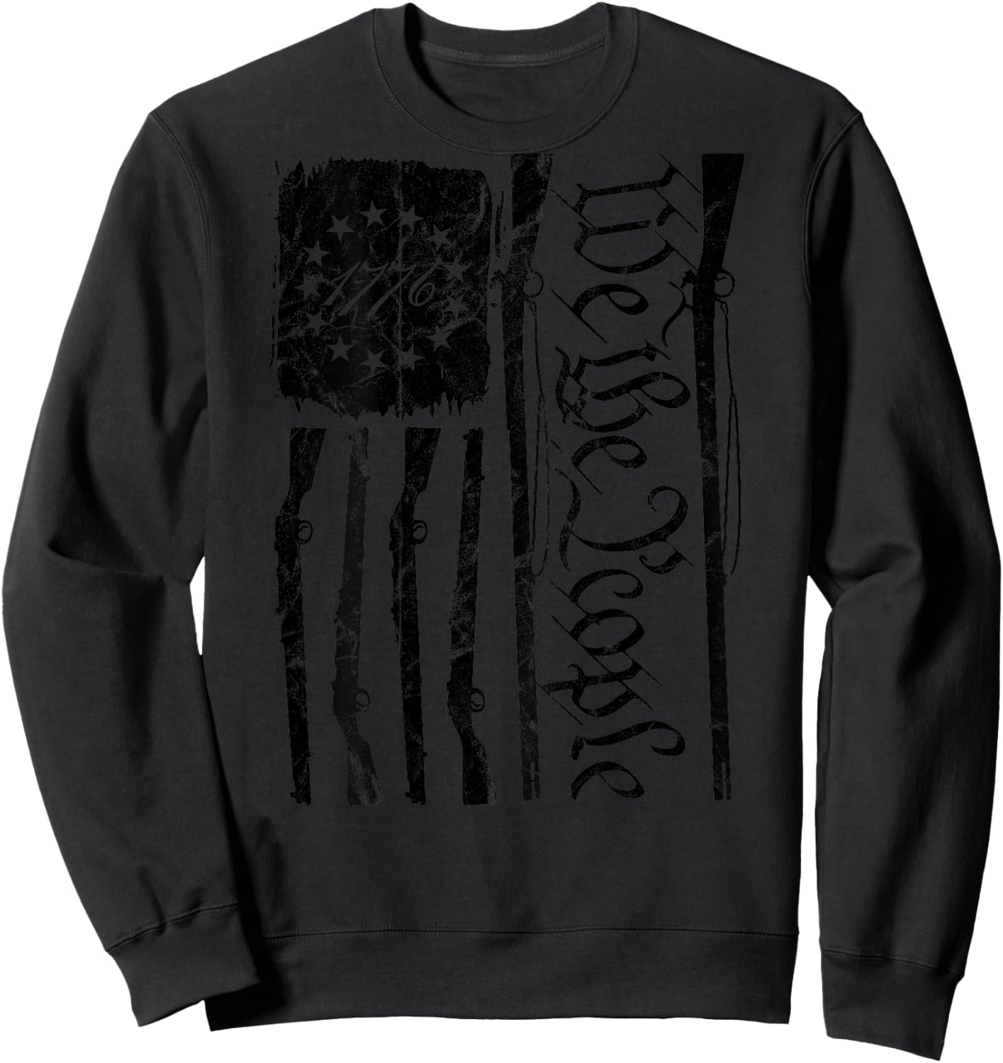 We The People Gun Rights American Flag 4th of July On Back Sweatshirt - Sweatshirt | Black