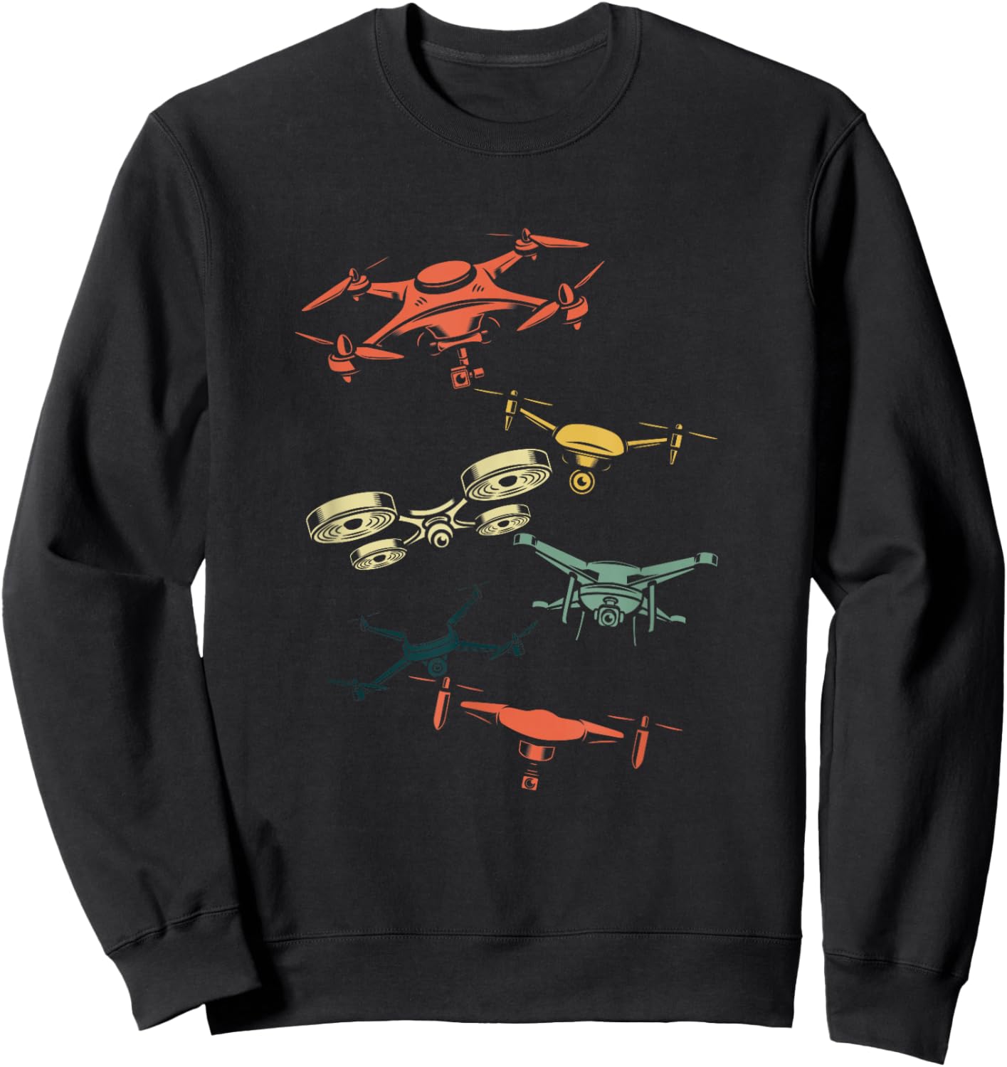 Retro Drone Pilot Vintage FPV Quadcopter Multicopter Flying Sweatshirt - Sweatshirt | Black