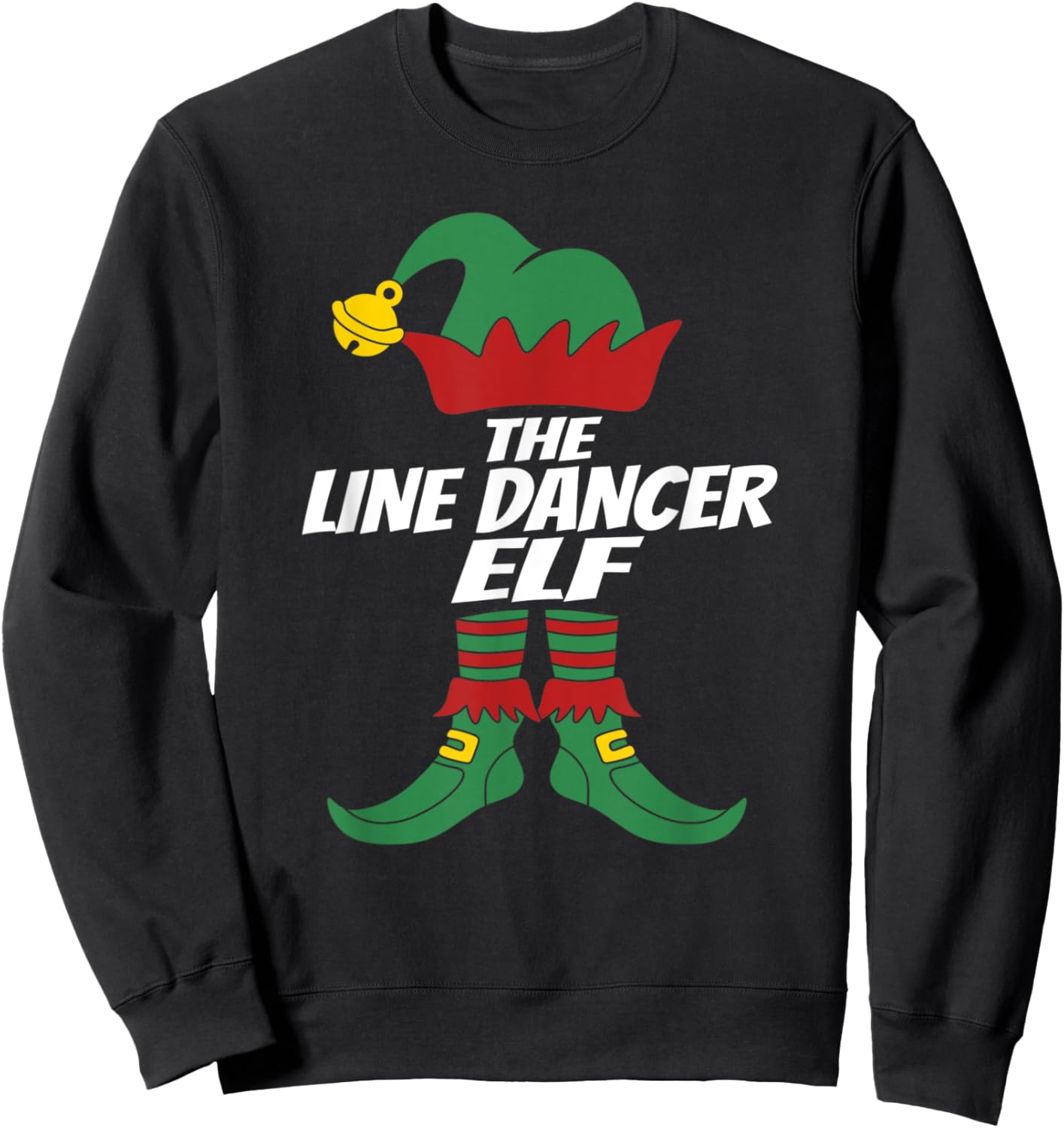 "The Line Dance Elf" Christmas Design Christmas Linedancer Sweatshirt - Sweatshirt | Black