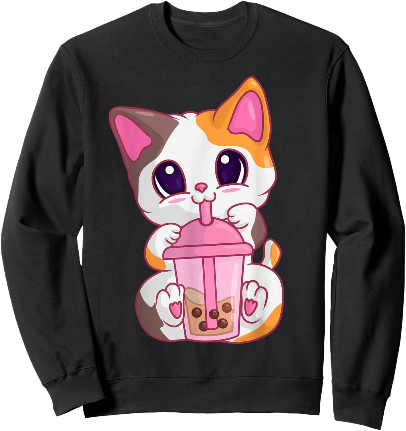 Bubble Tea Cat s , Kawaii Meneki Neko Boba Tea Sweatshirt - Sweatshirt | Black
