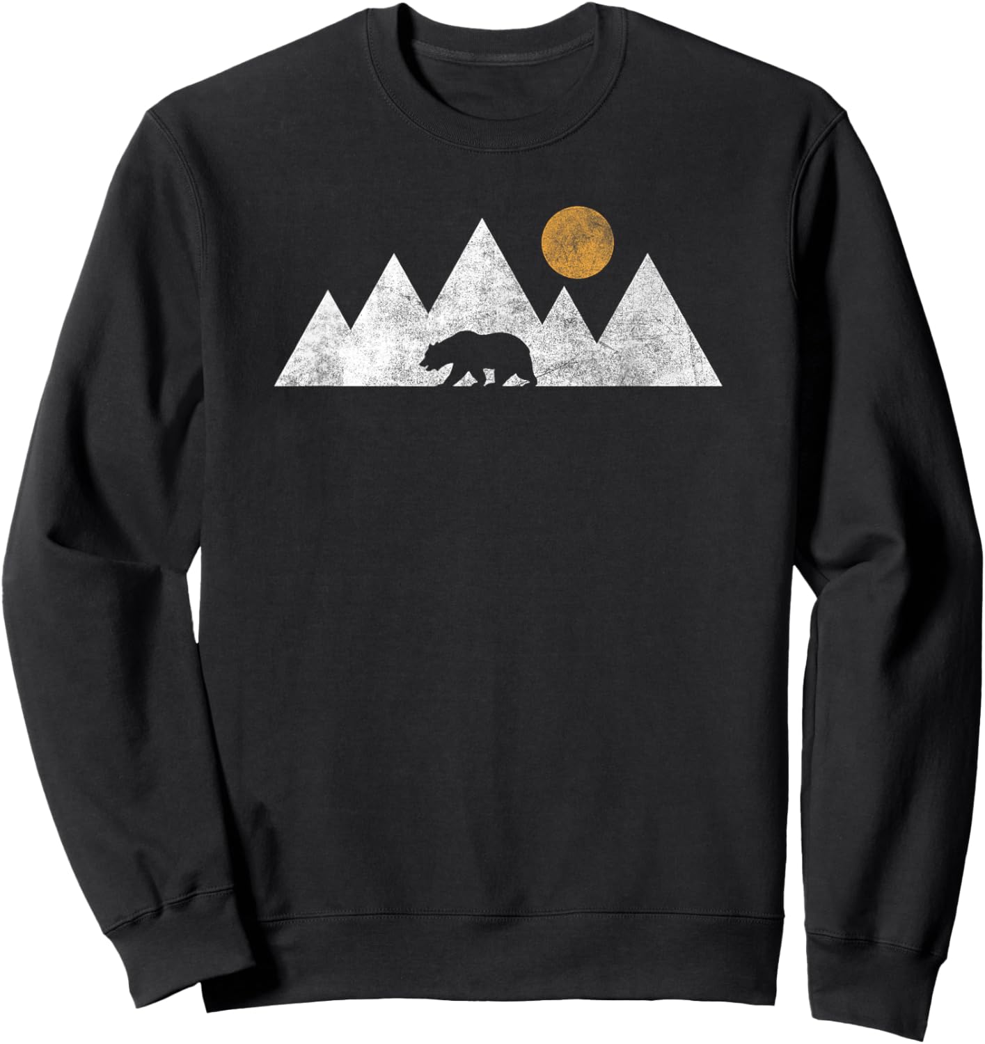 Retro Yosemite California Bear National Park Vintage Hiking Sweatshirt - Sweatshirt | Black