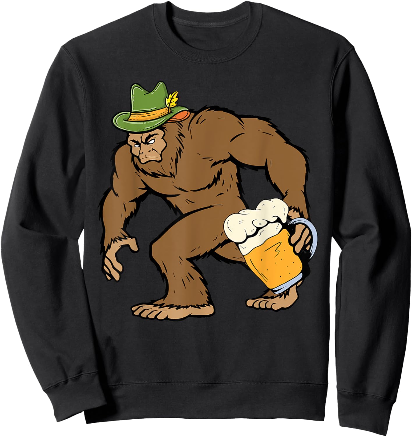 Bigfoot Oktoberfest Funny Sasquatch German Festival Sweatshirt - Sweatshirt | Black