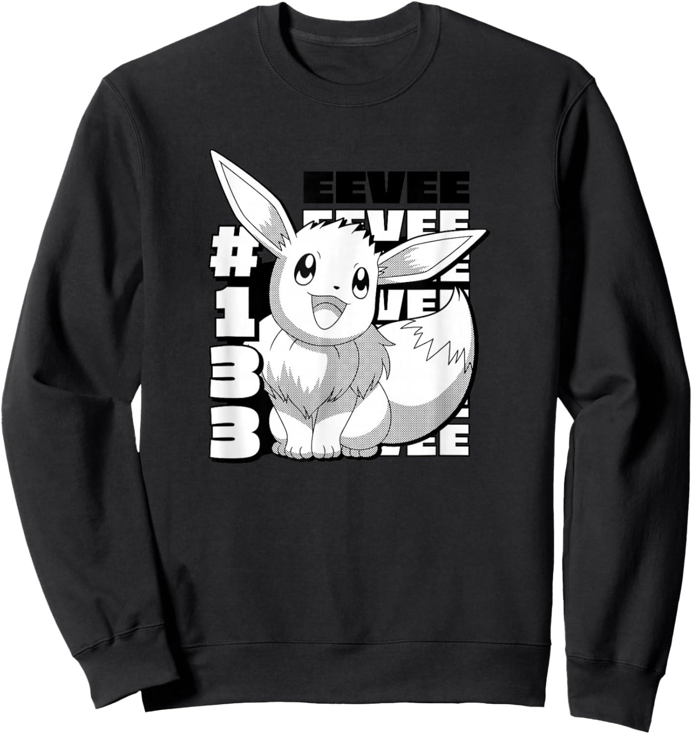 Pokemon Eevee Panel , Boys, -Adults, -Kids, Grey, S, Short Sleeve Sweatshirt - Sweatshirt | Black