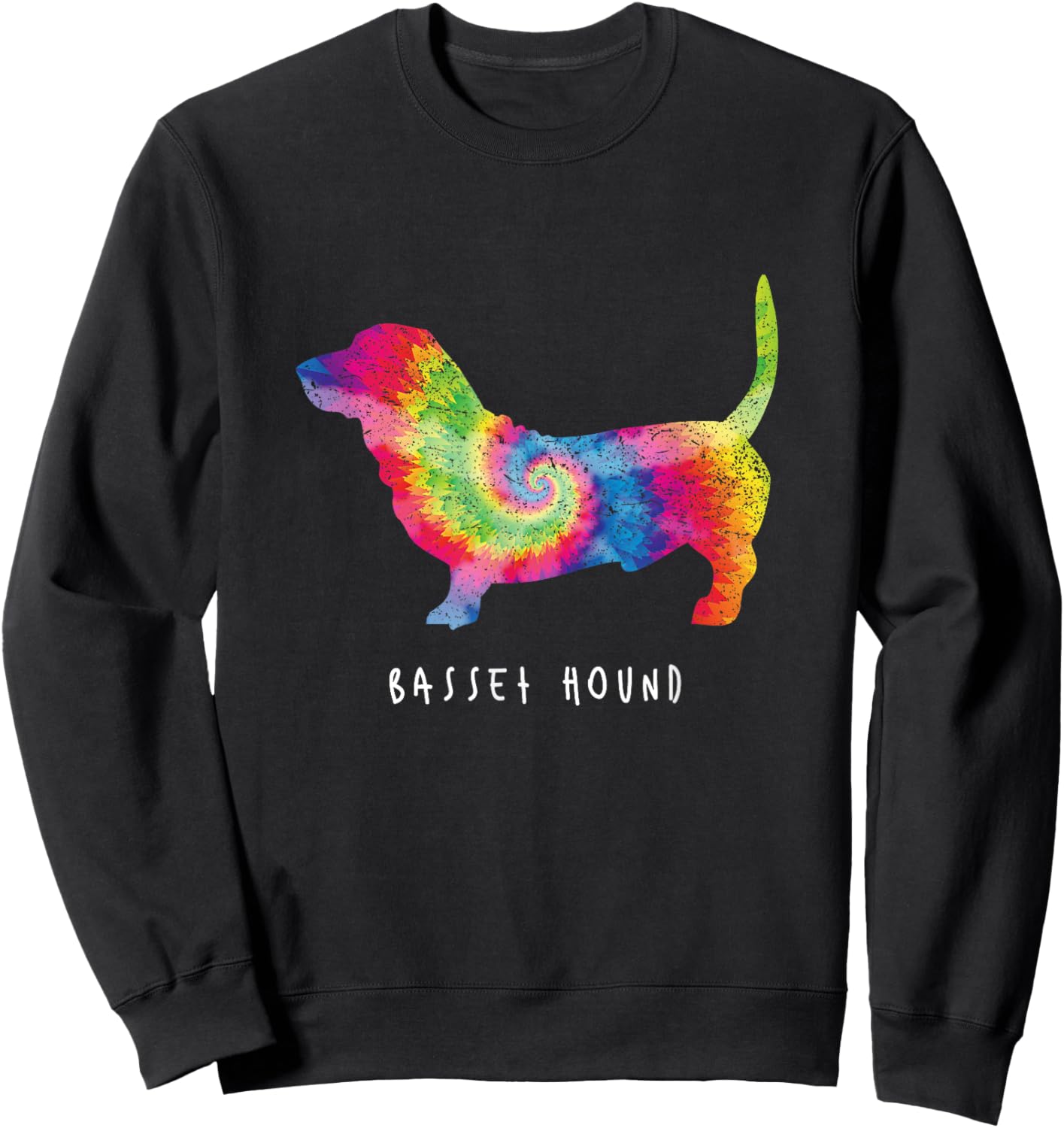 Basset Hound Lover Cute Puppy Pet Dog Owner Hippy Tie Dye Women Sweatshirt - Sweatshirt | Black