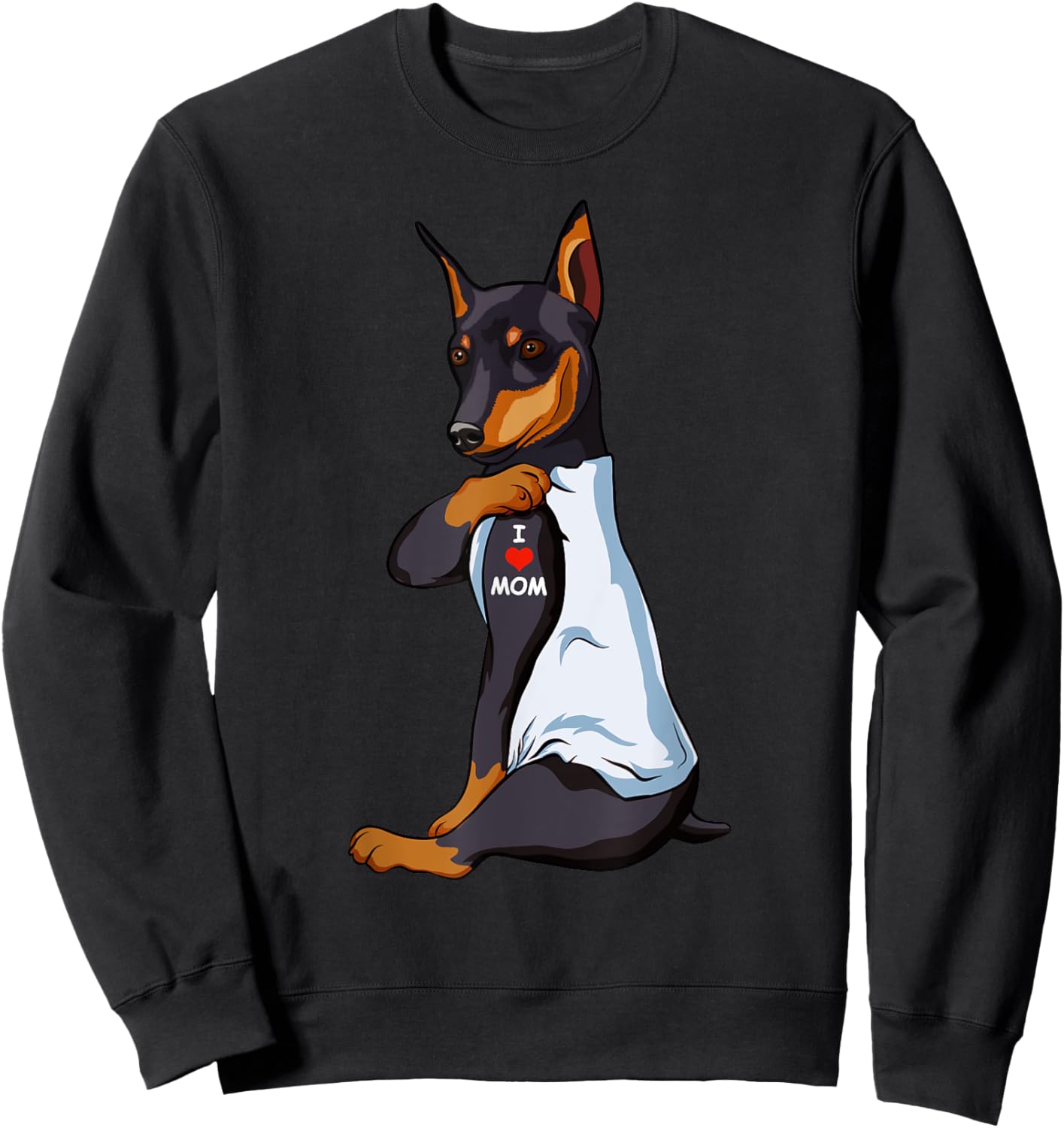 I Love Mom Tattoo Manchester Terrier Mom Dog Lover Women Sweatshirt - Sweatshirt | Black