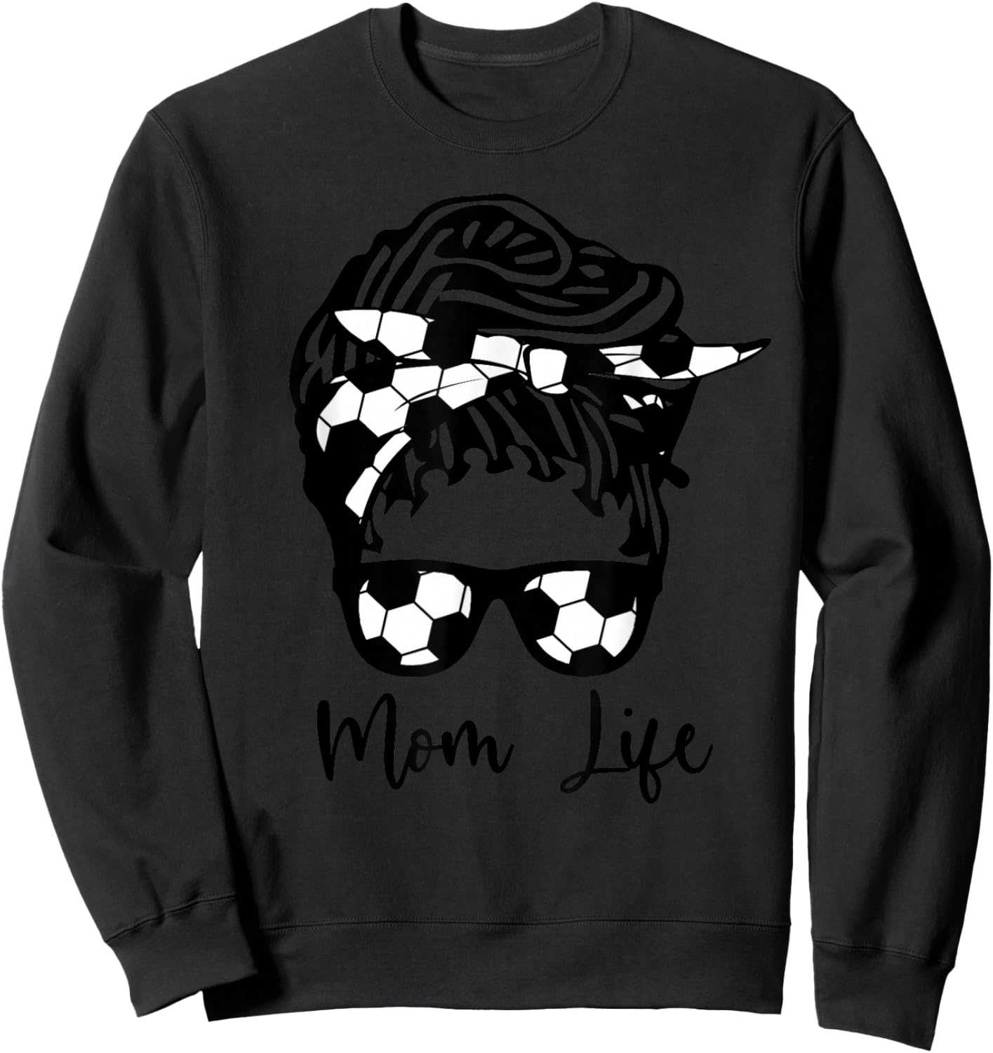 Soccer Mom African American Mom Life Messy Bun Locs Hair Sweatshirt - Sweatshirt | Black
