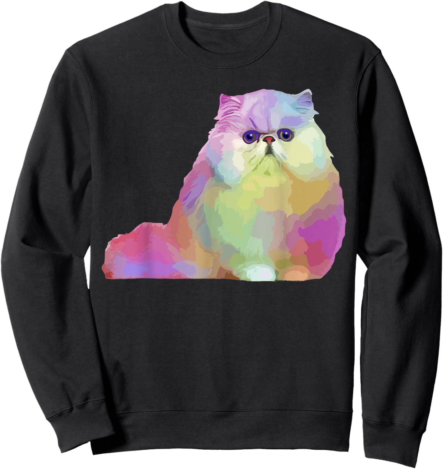 Cat Lover Gifts Persian Cat Colorful Persian Cat Sweatshirt - Sweatshirt | Black