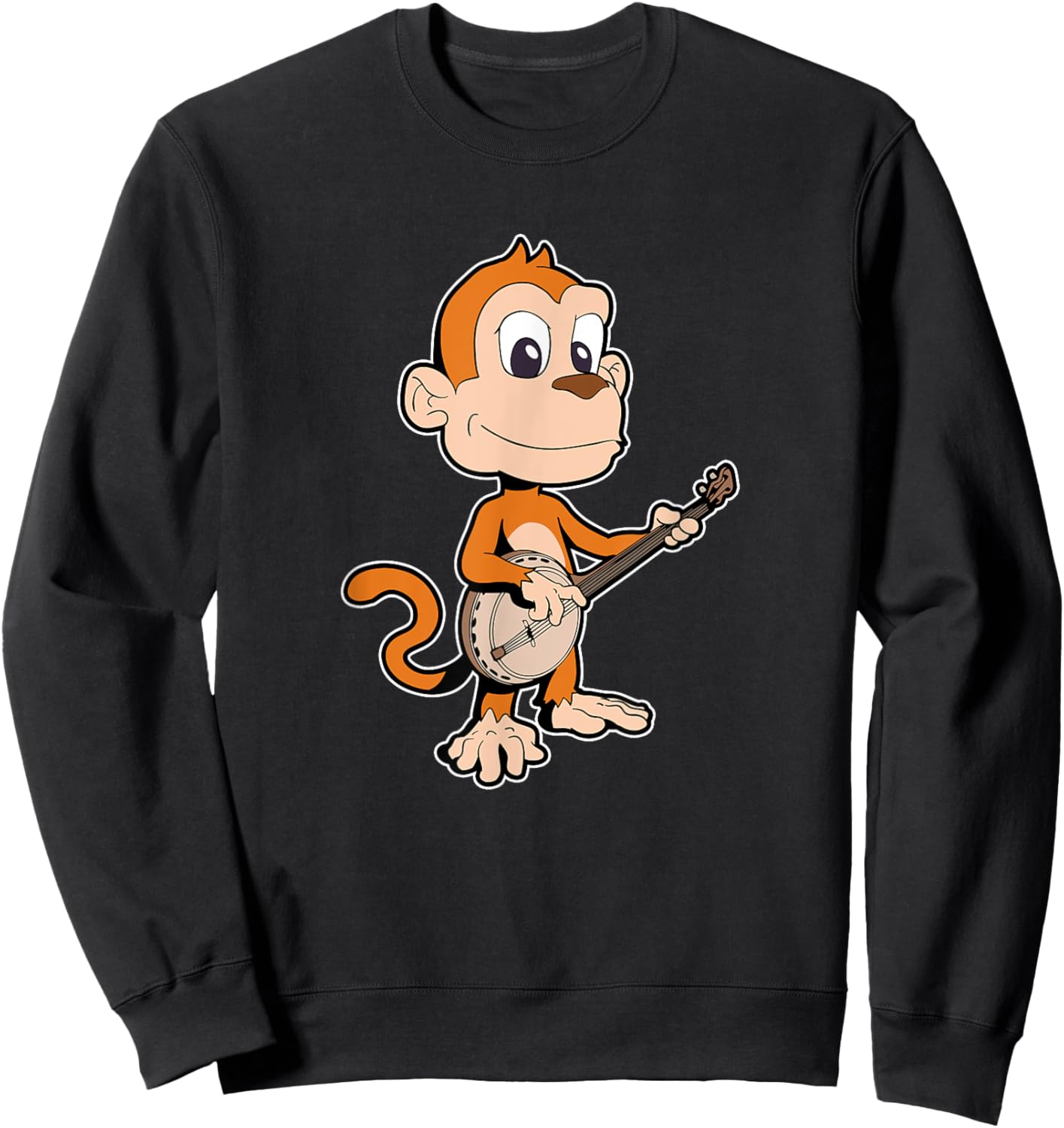 Comic monkey playing banjo Sweatshirt - Sweatshirt | Black