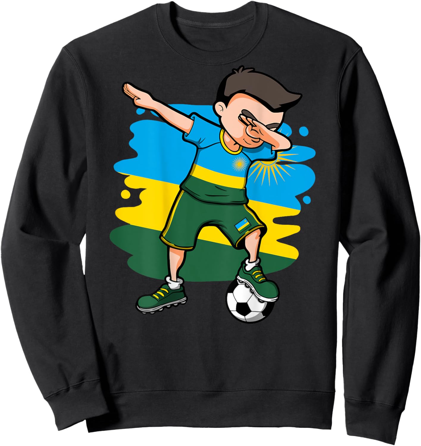 Dabbing Soccer Boy - Rwanda Jersey Rwandan Football Lovers Sweatshirt - Sweatshirt | Black